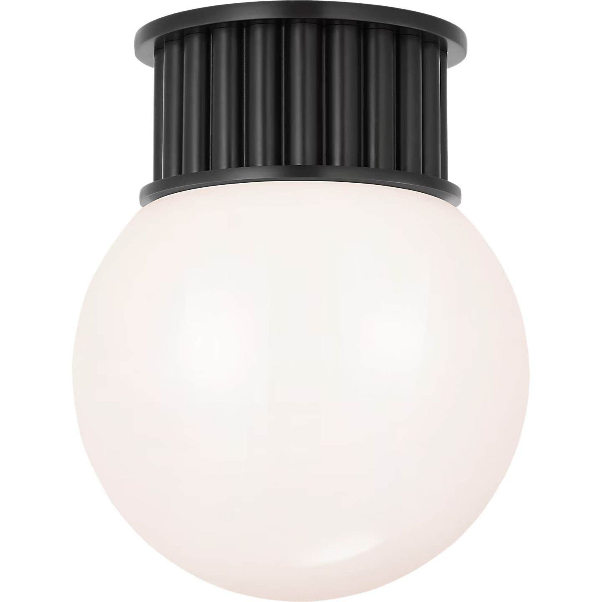 Chapman & Myers Nolan 9" Flush Mount in Bronze with White Glass Globe W9" x H11"