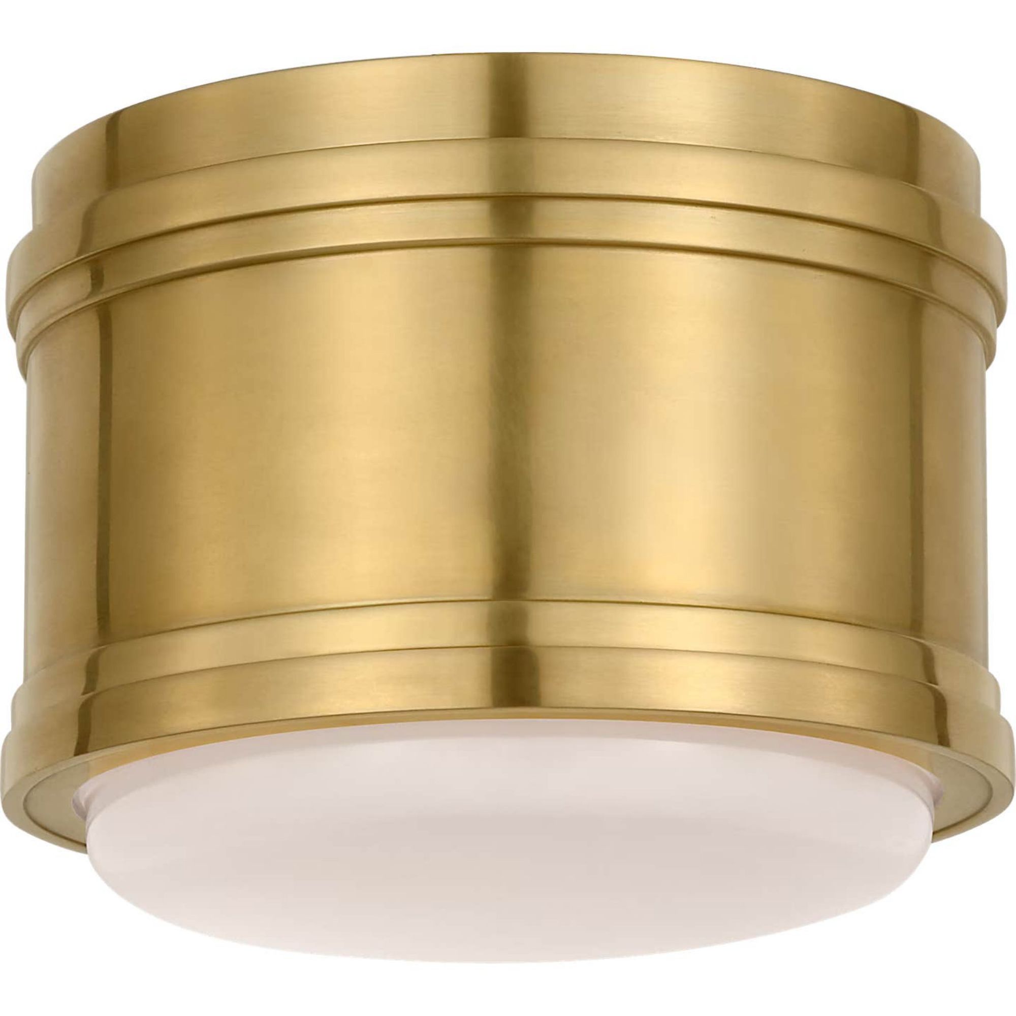 Chapman & Myers Marden 6" Flush Mount in Antique-Burnished Brass with White Glass W5.5" x H4.25"