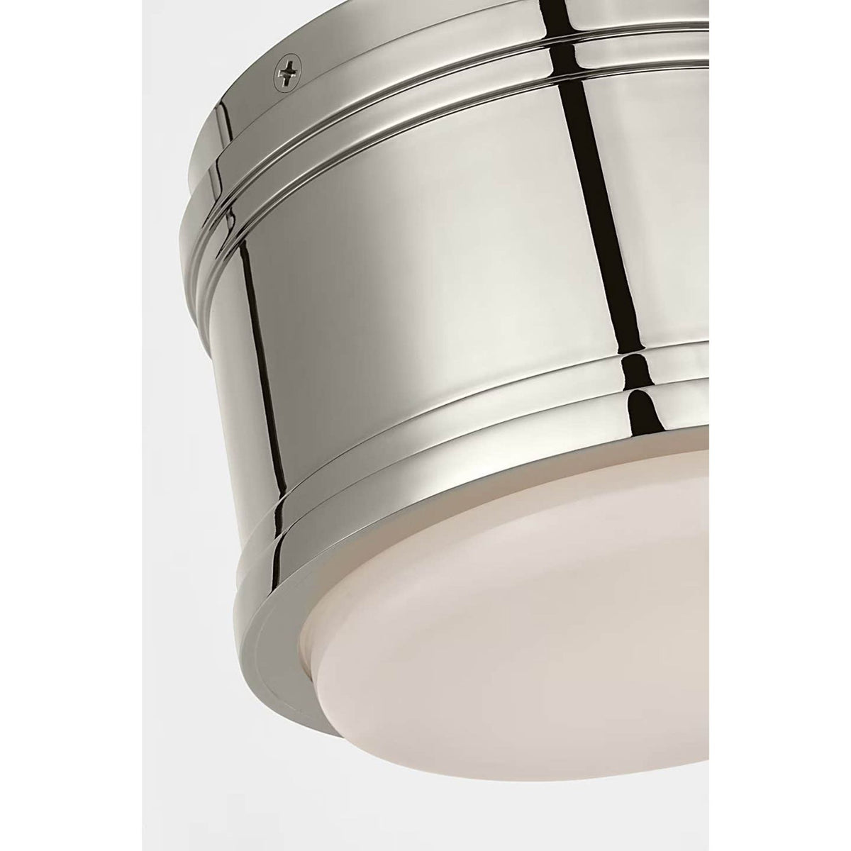 Chapman & Myers Marden 6" Flush Mount in Polished Nickel with White Glass W5.5" x H4.25"
