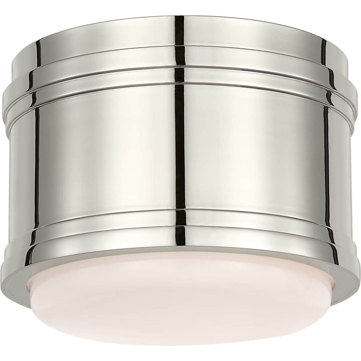 Chapman & Myers Marden 6" Flush Mount in Polished Nickel with White Glass W5.5" x H4.25"