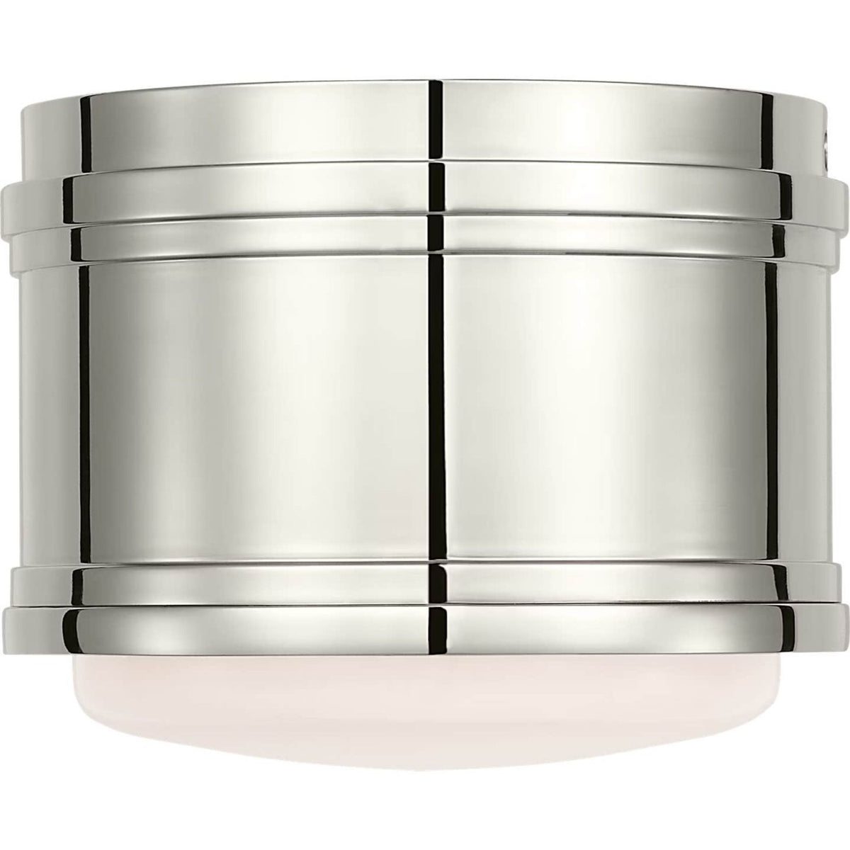 Chapman & Myers Marden 6" Flush Mount in Polished Nickel with White Glass W5.5" x H4.25"