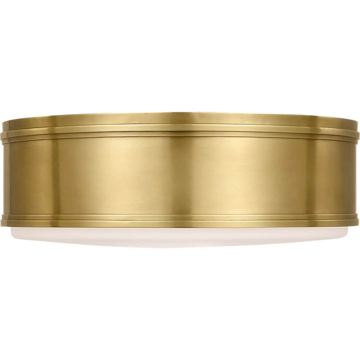 Chapman & Myers Marden 18" Flush Mount in Antique-Burnished Brass with White Glass W17.5" x H6"