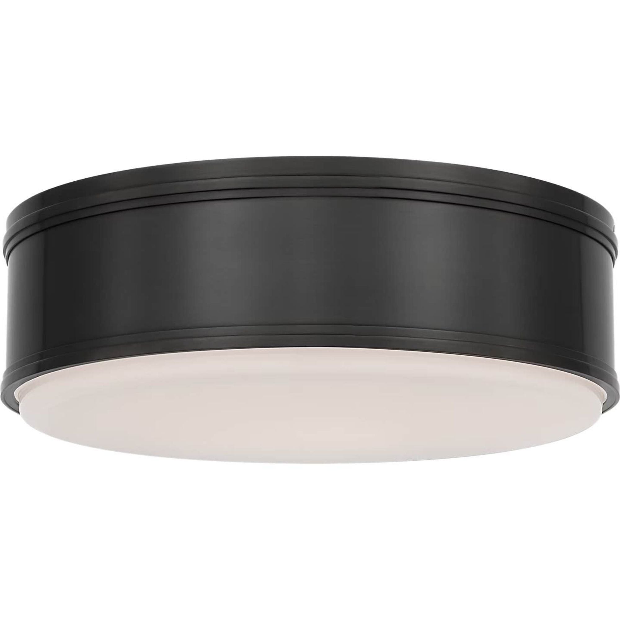 Chapman & Myers Marden 18" Flush Mount in Bronze with White Glass W17.5" x H6"