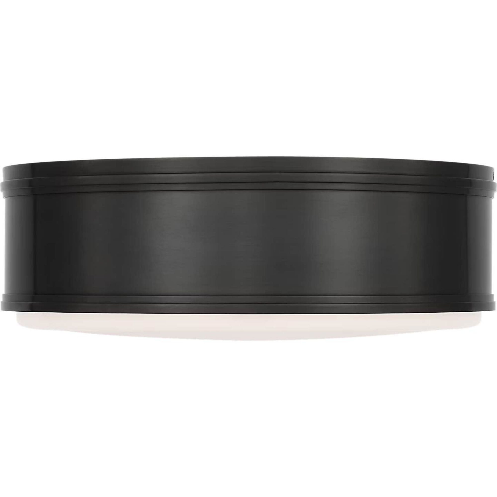 Chapman & Myers Marden 18" Flush Mount in Bronze with White Glass W17.5" x H6"