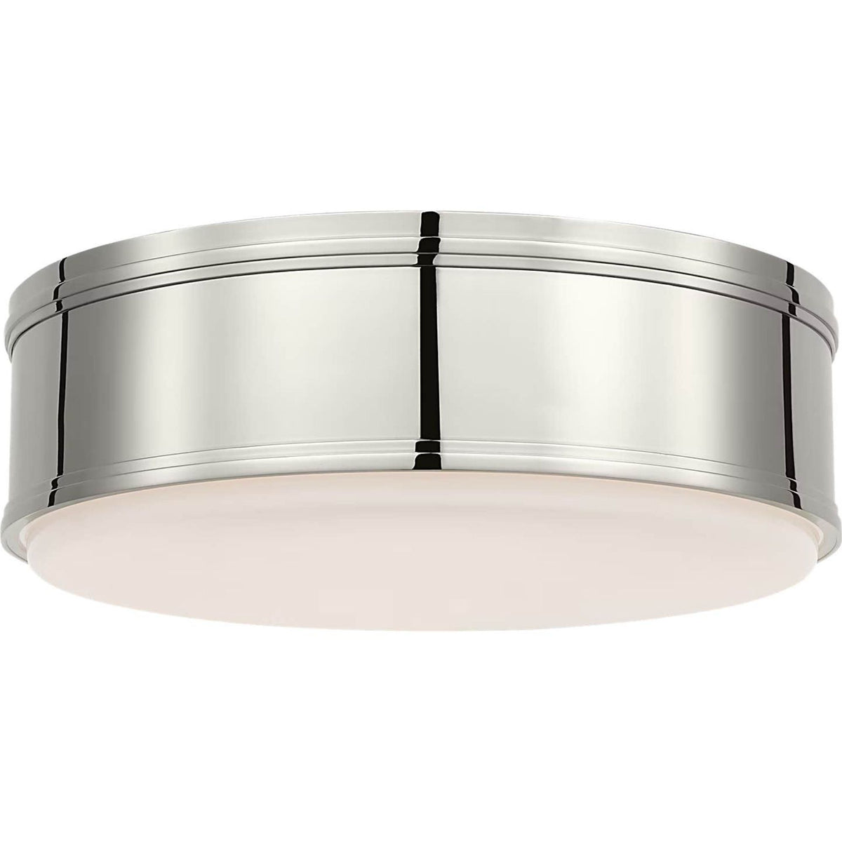 Chapman & Myers Marden 18" Flush Mount in Polished Nickel with White Glass W17.5" x H6"