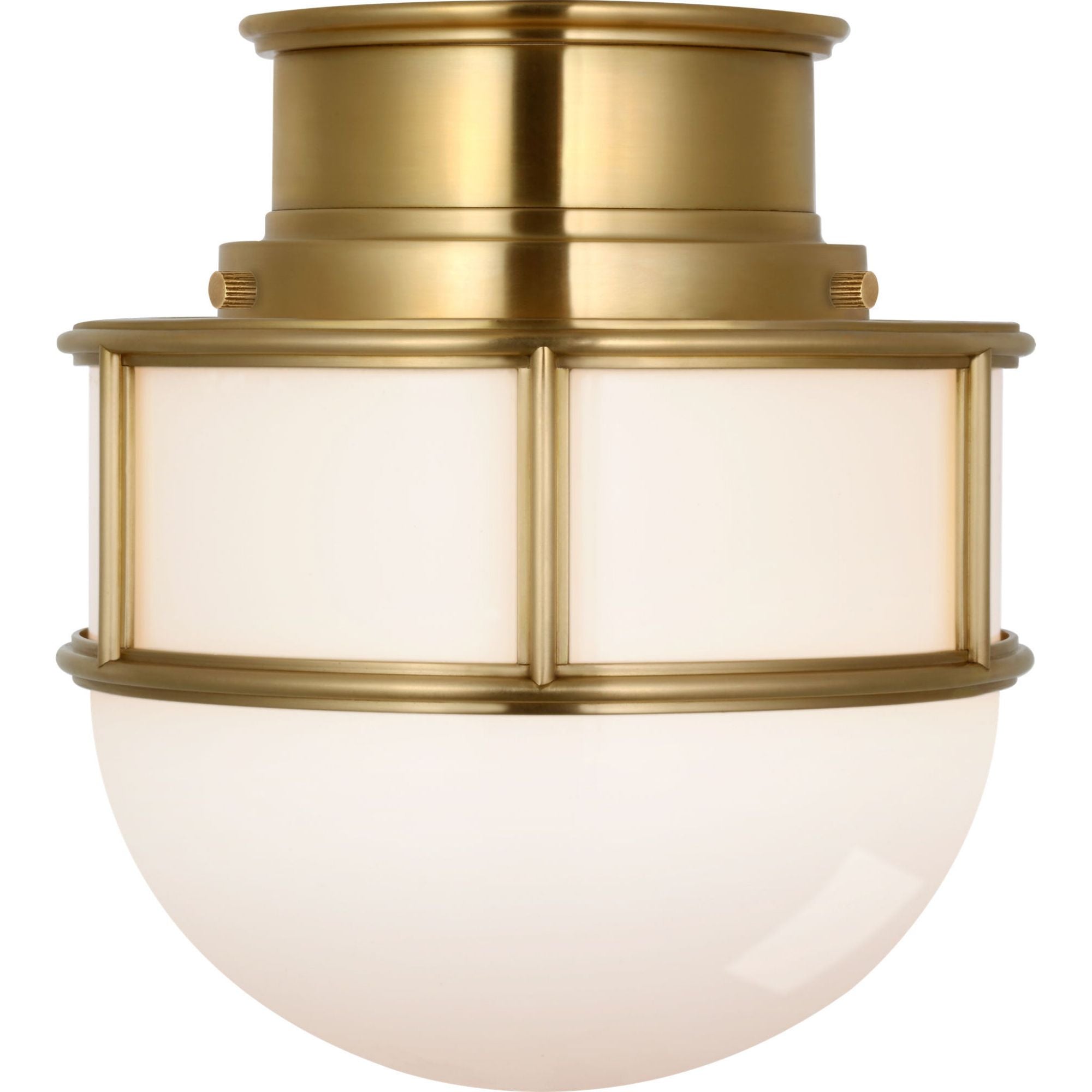 Chapman & Myers Martil 8" Flush Mount in Antique-Burnished Brass with White Glass W8" x H8.75"
