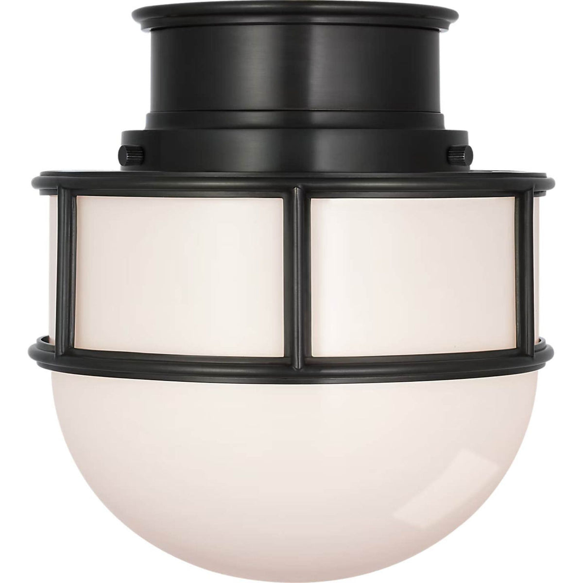 Chapman & Myers Martil 8" Flush Mount in Bronze with White Glass W8" x H8.75"