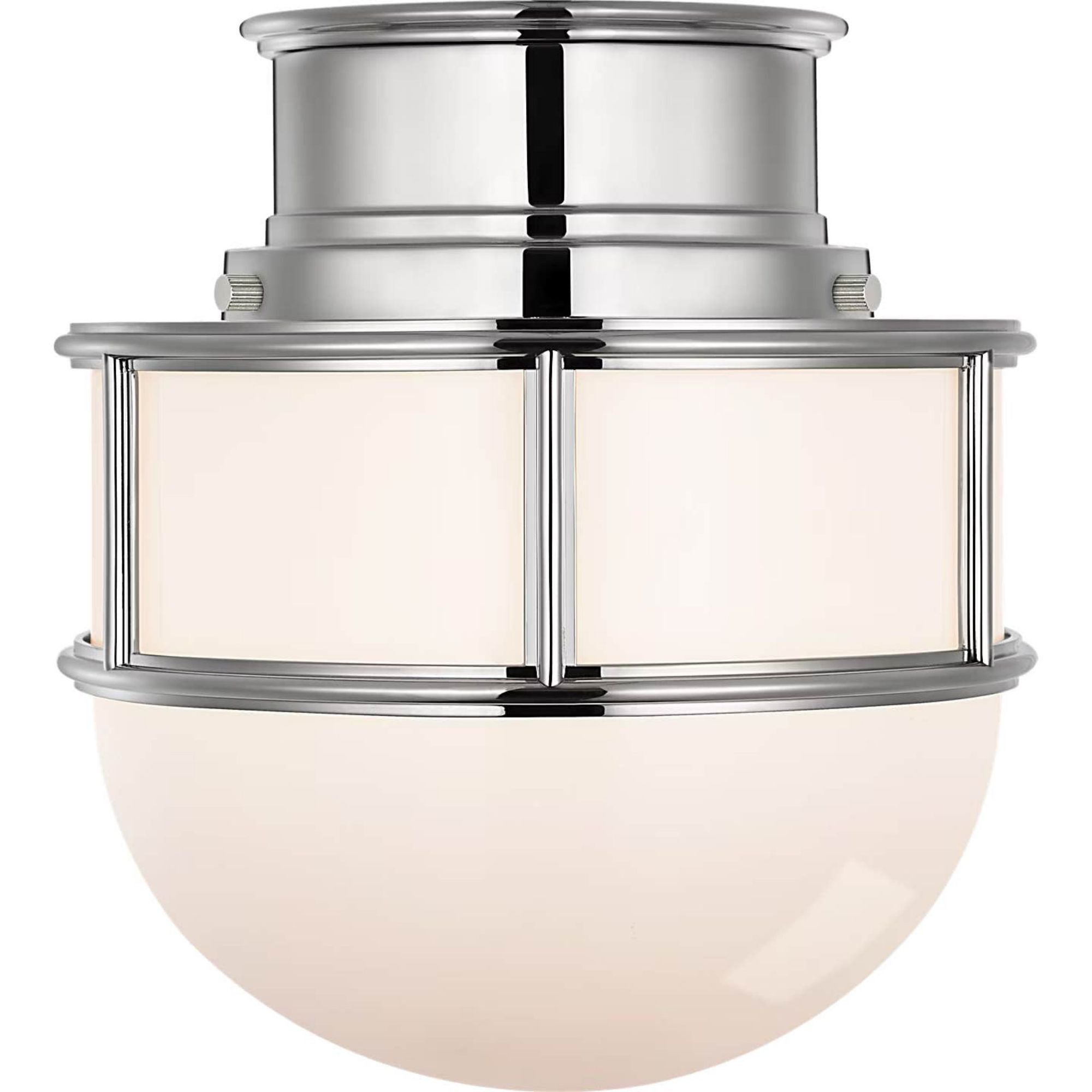 Chapman & Myers Martil 8" Flush Mount in Polished Nickel with White Glass W8" x H8.75"