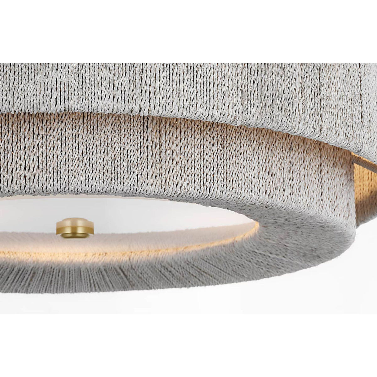 Chapman & Myers Dorado 25" Flush Mount in Antique-Burnished Brass and Washed Abaca W24" x H10.5"