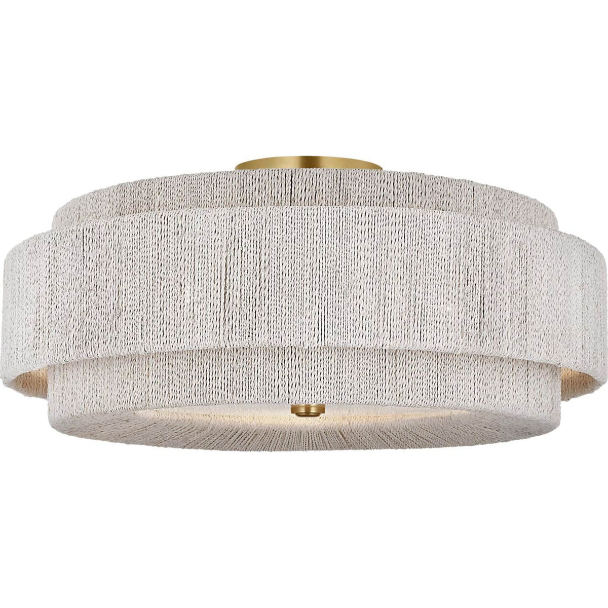 Chapman & Myers Dorado 25" Flush Mount in Antique-Burnished Brass and Washed Abaca W24" x H10.5"