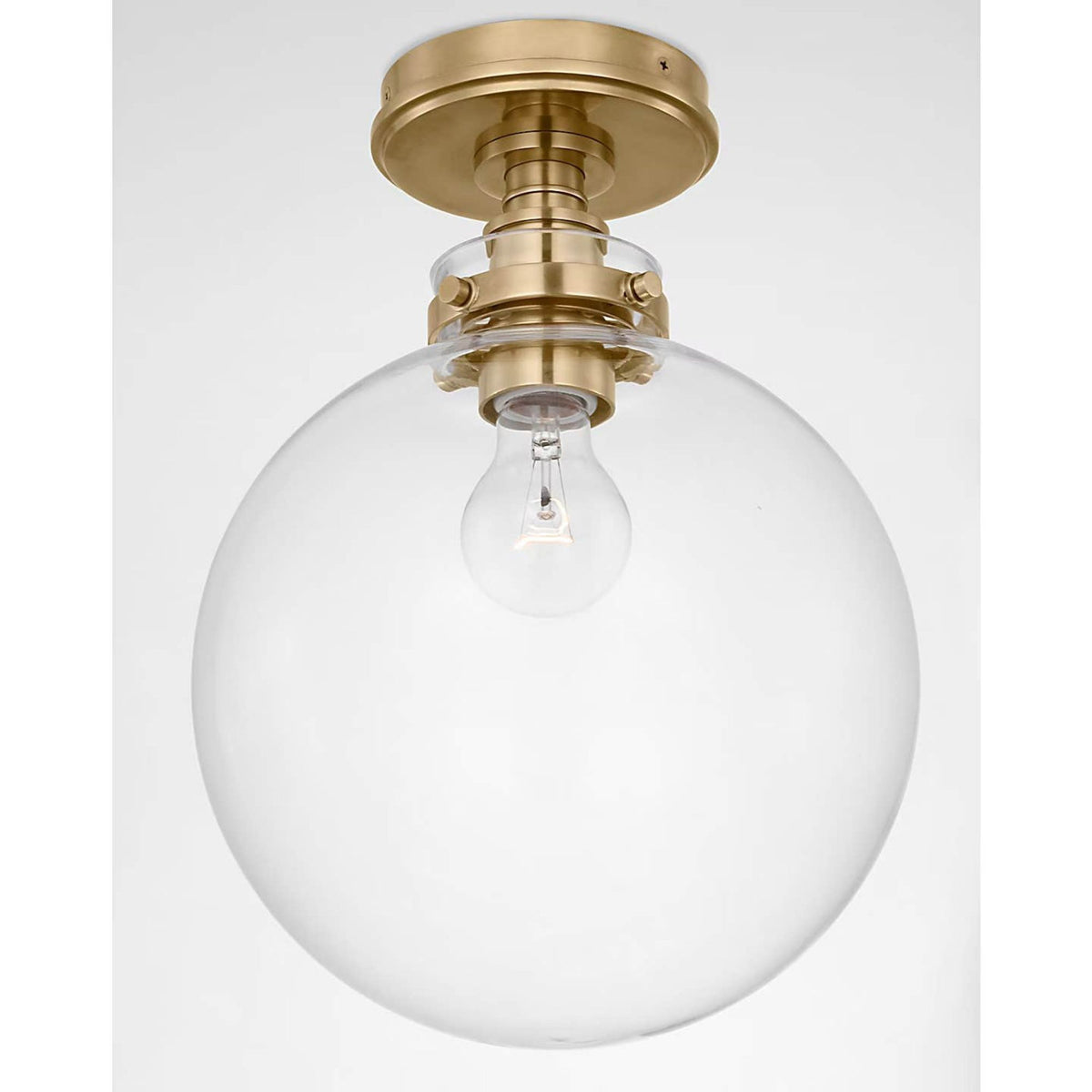Chapman & Myers Parkington 10" Globe Flush Mount in Antique-Burnished Brass with Clear Glass W10" x H14"