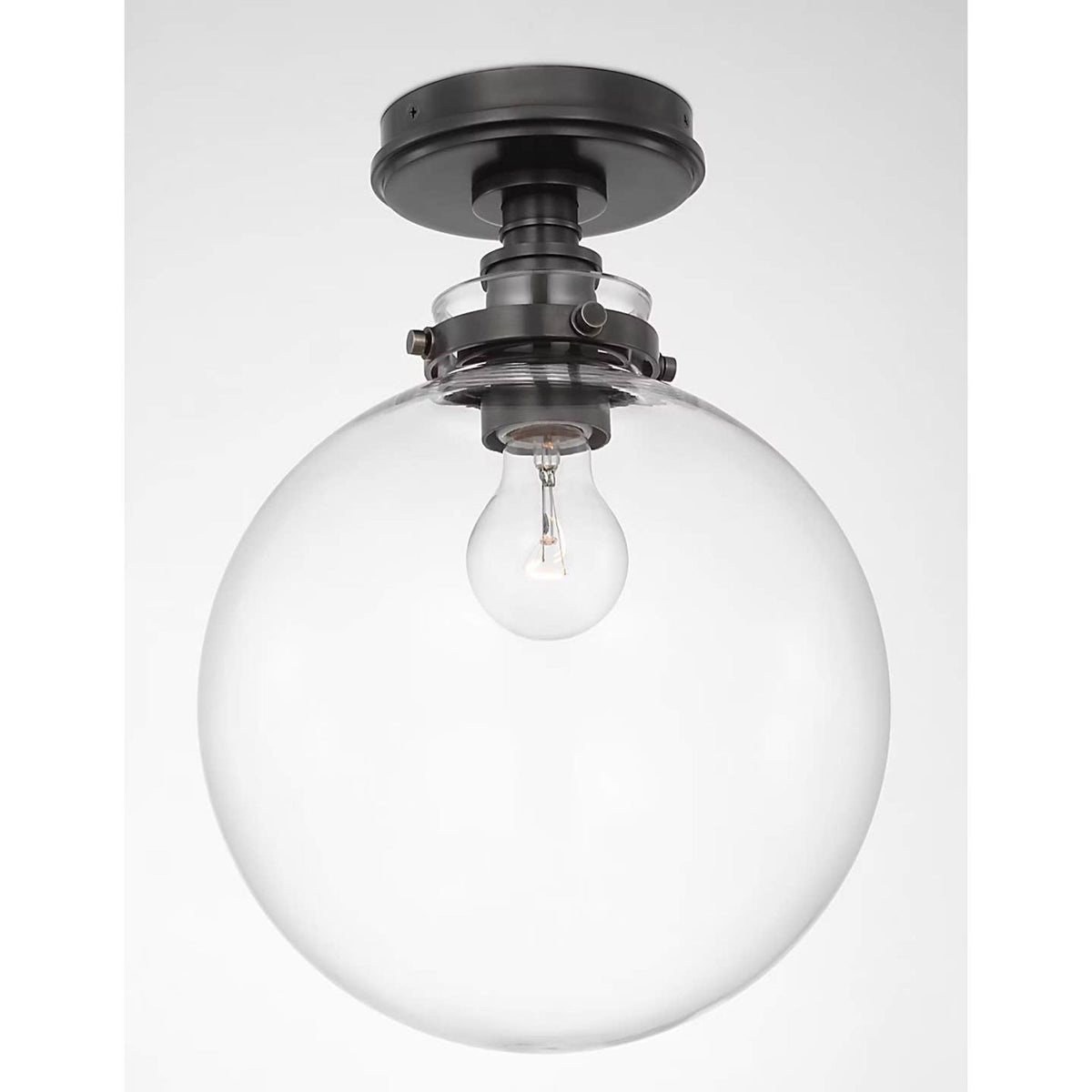 Chapman & Myers Parkington 10" Globe Flush Mount in Bronze with Clear Glass W10" x H14"