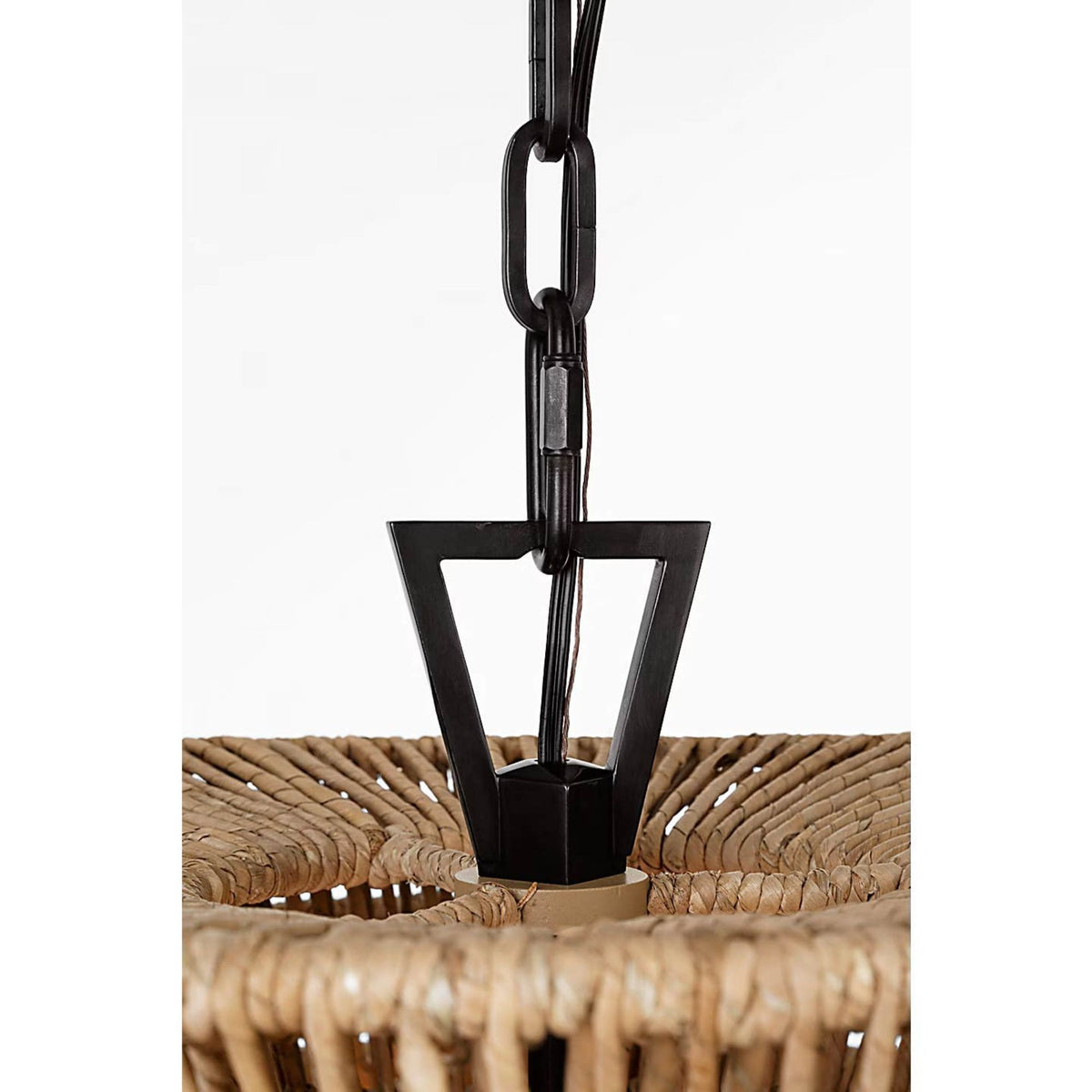 Chapman & Myers Antigua Small Drum Chandelier in Bronze and Natural Abaca W22" x H17"