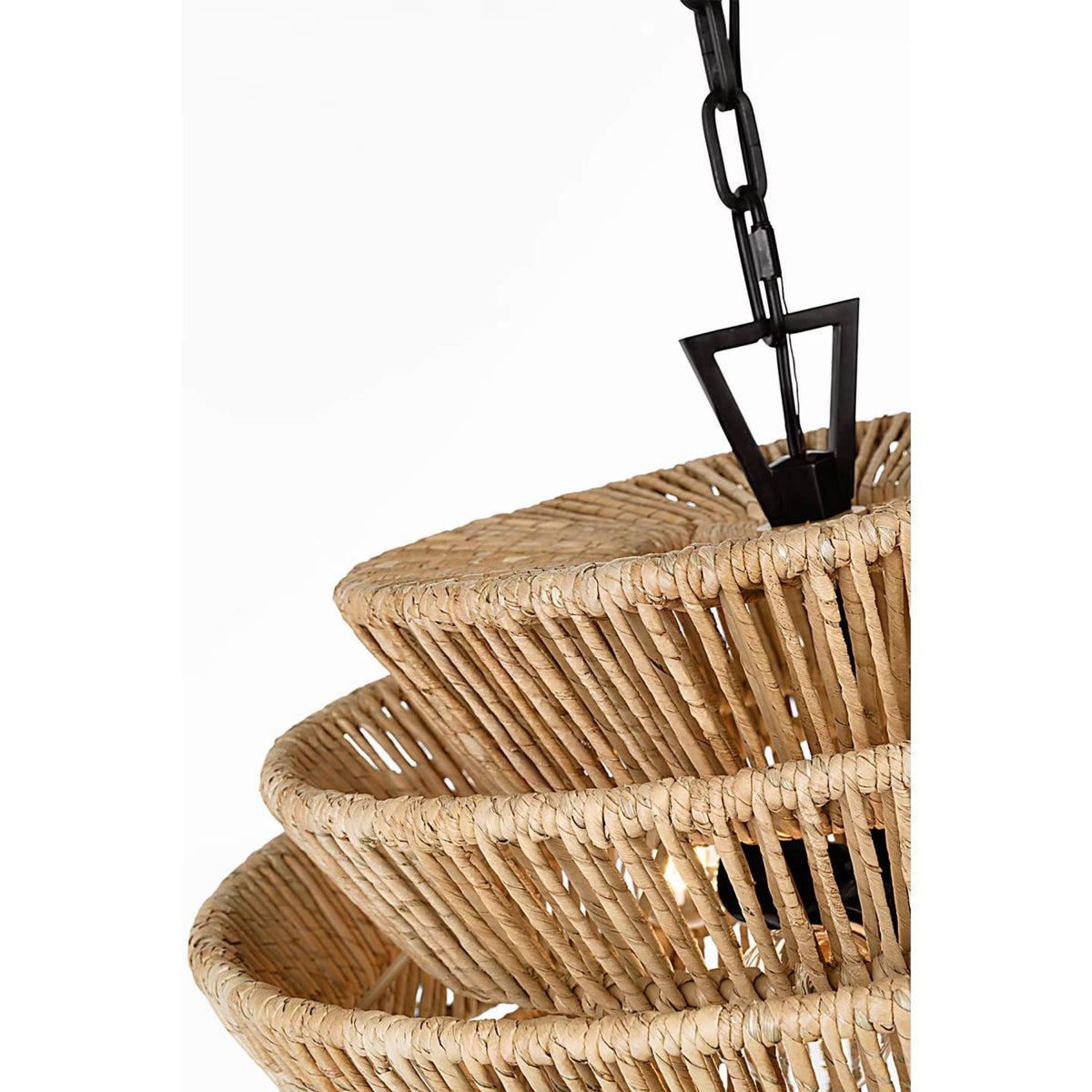 Chapman & Myers Antigua Small Drum Chandelier in Bronze and Natural Abaca W22" x H17"