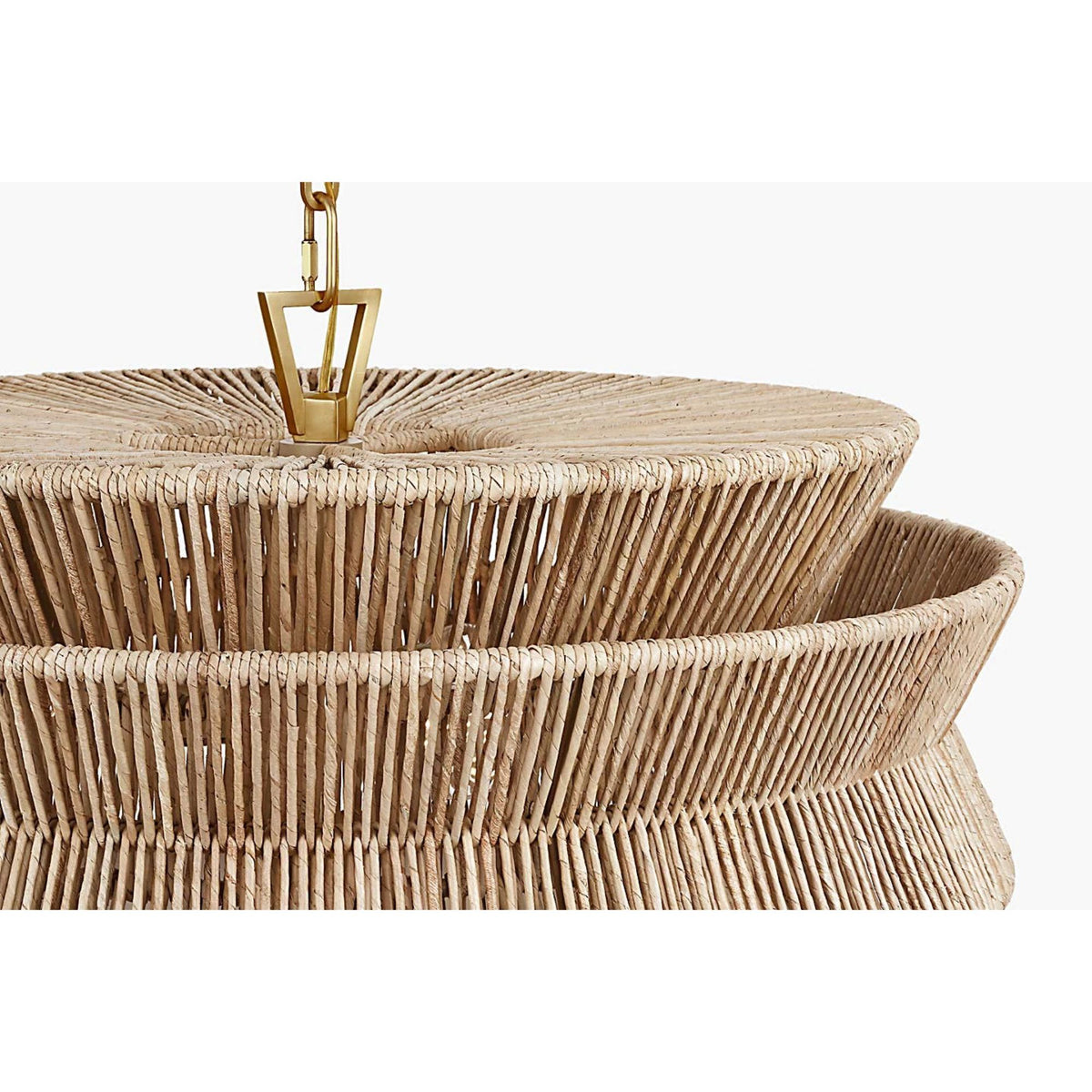 Chapman & Myers Antigua 30" Chandelier in Antique-Burnished Brass and Natural Abaca W30" x H15.5"