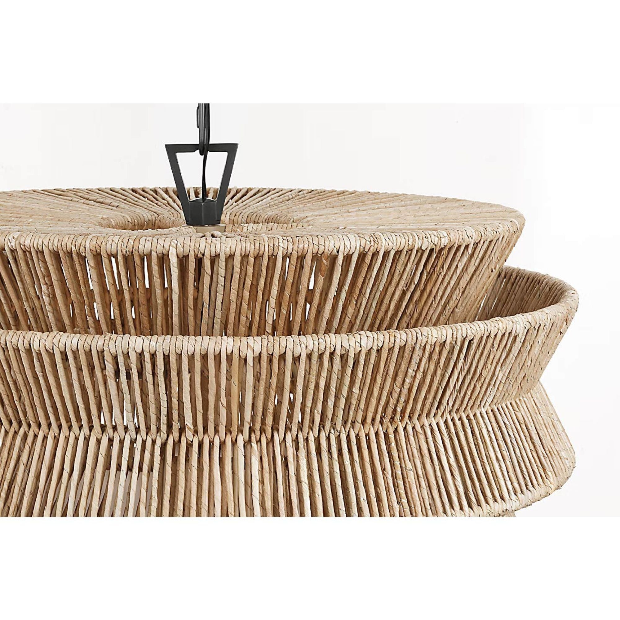 Chapman & Myers Antigua 30" Chandelier in Bronze and Natural Abaca W30" x H15.5"