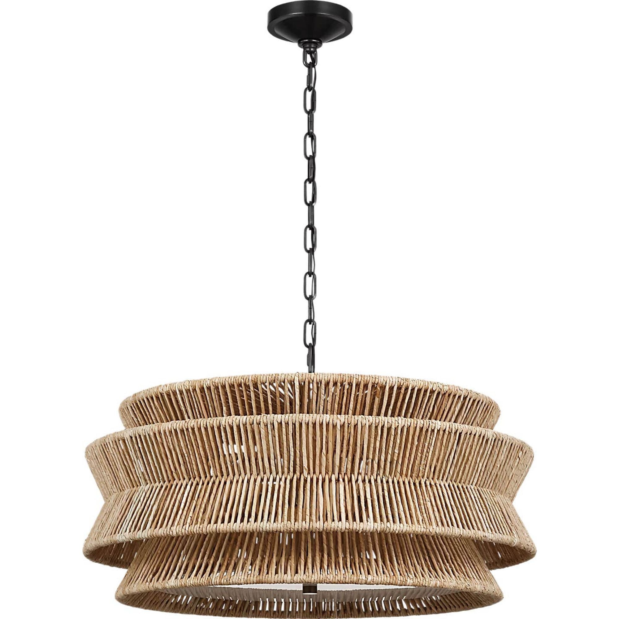 Chapman & Myers Antigua 30" Chandelier in Bronze and Natural Abaca W30" x H15.5"