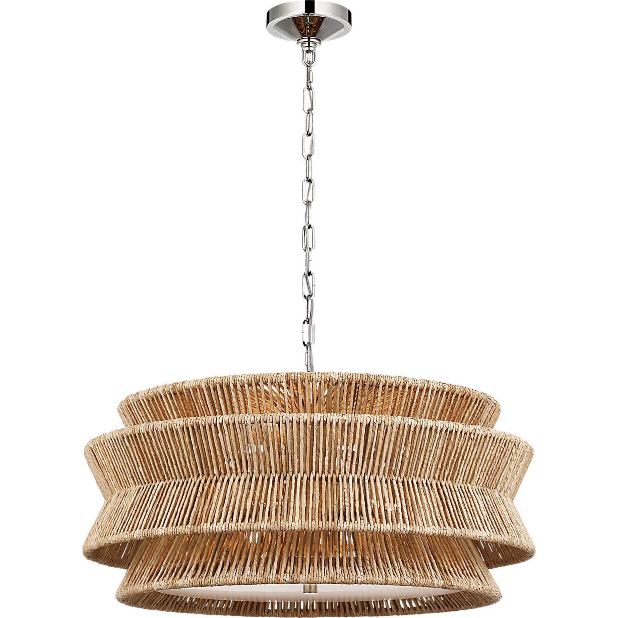 Chapman & Myers Antigua 30" Chandelier in Polished Nickel and Natural Abaca W30" x H15.5"