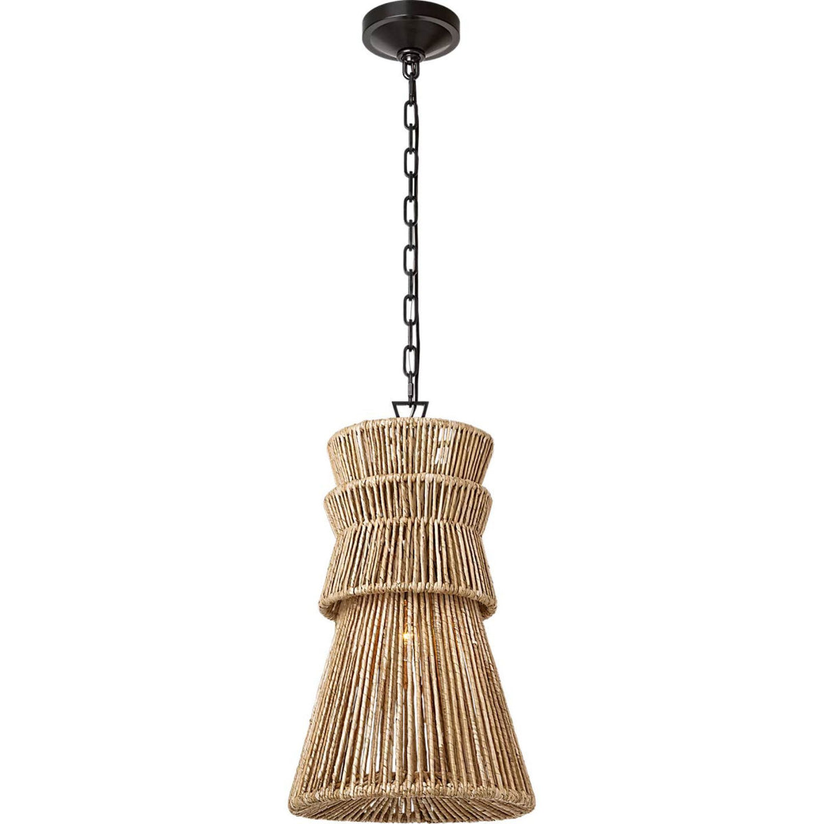 Chapman & Myers Antigua 13" Pendant in Bronze and Natural Abaca W13" x H22.75"
