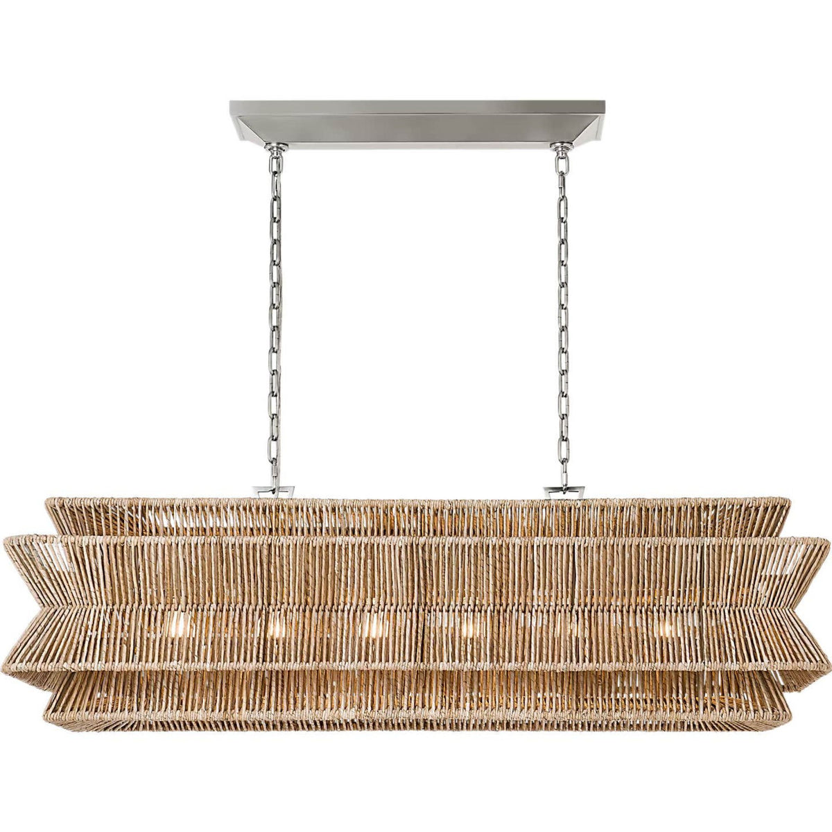 Chapman & Myers Antigua 54" Linear in Polished Nickel and Natural Abaca W17.25" x 54" x H16.5"