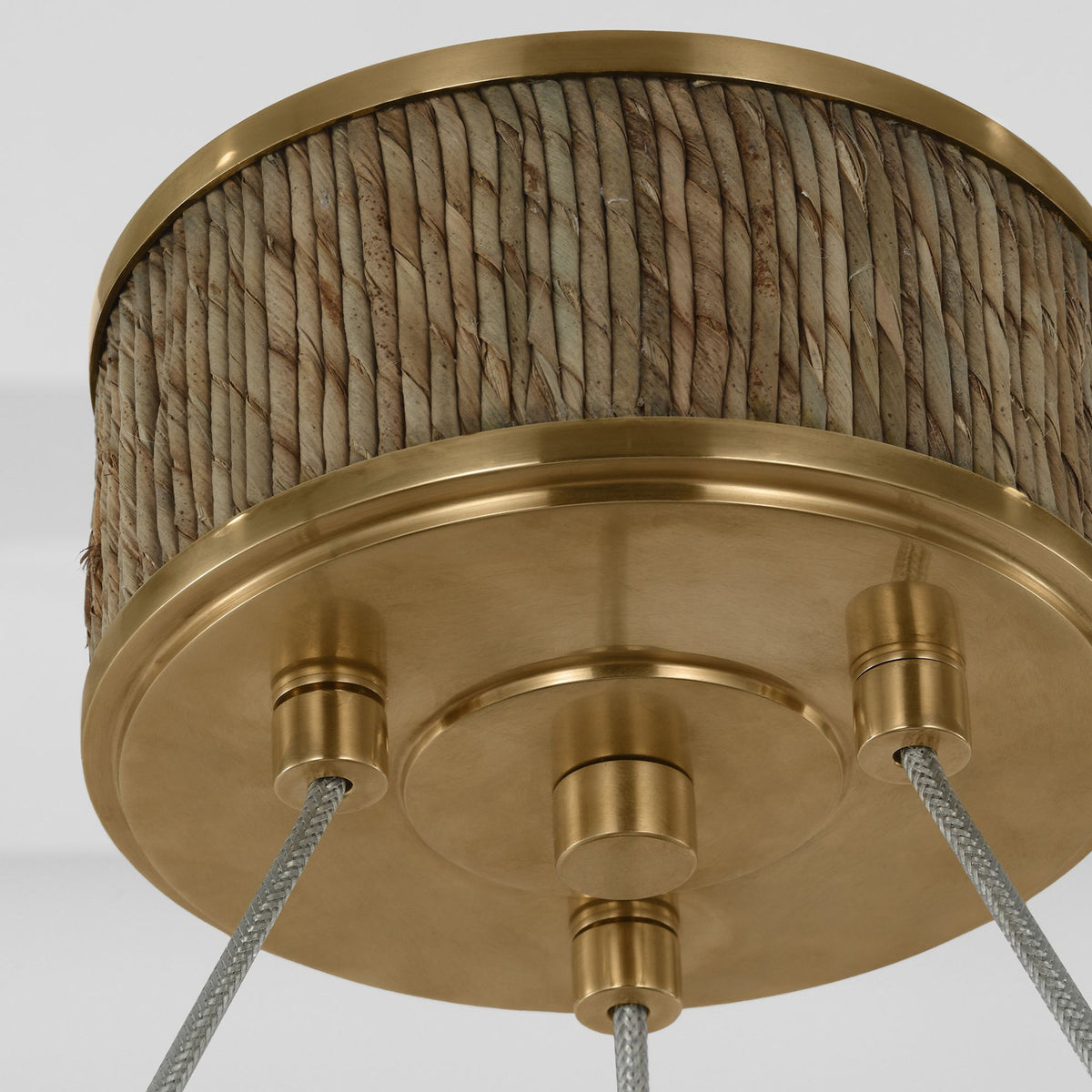 Chapman & Myers Kayden 40" Ring Chandelier in Antique-Burnished Brass and Natural Abaca W40.75"