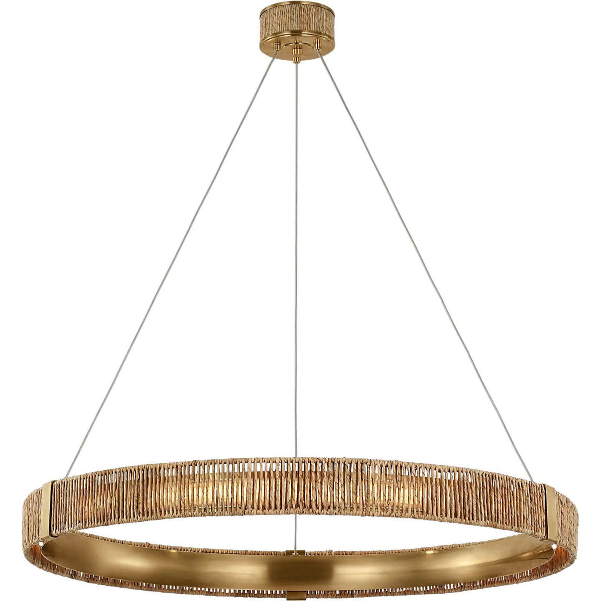 Chapman & Myers Kayden 40" Ring Chandelier in Antique-Burnished Brass and Natural Abaca W40.75"