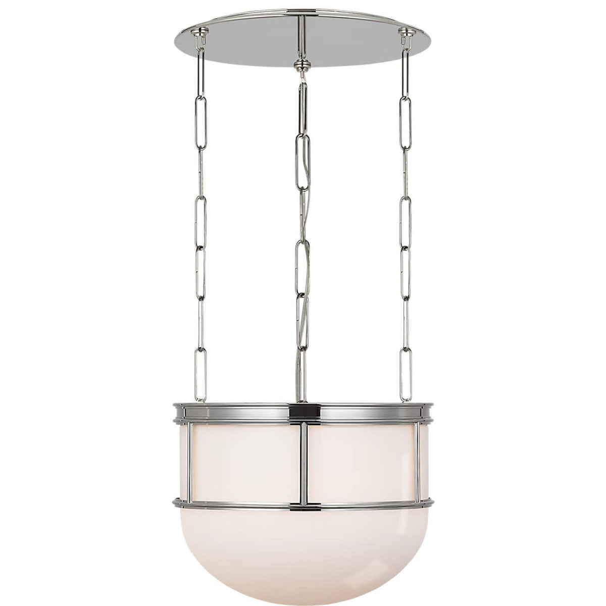 Chapman & Myers Martil 17" Lantern in Polished Nickel with White Glass W16.5" x H13.5"