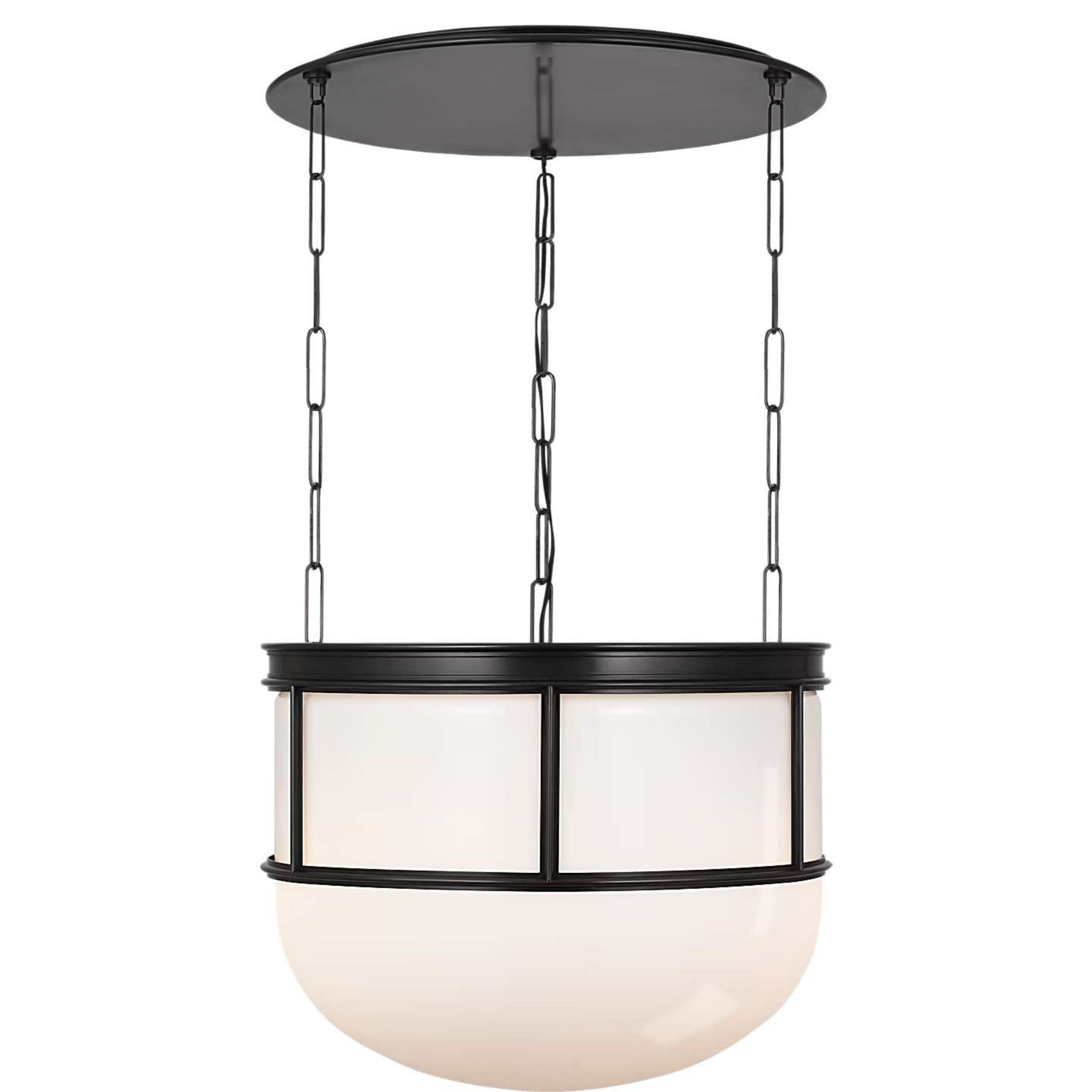 Chapman & Myers Martil 24" Lantern in Bronze with White Glass W24" x H19"