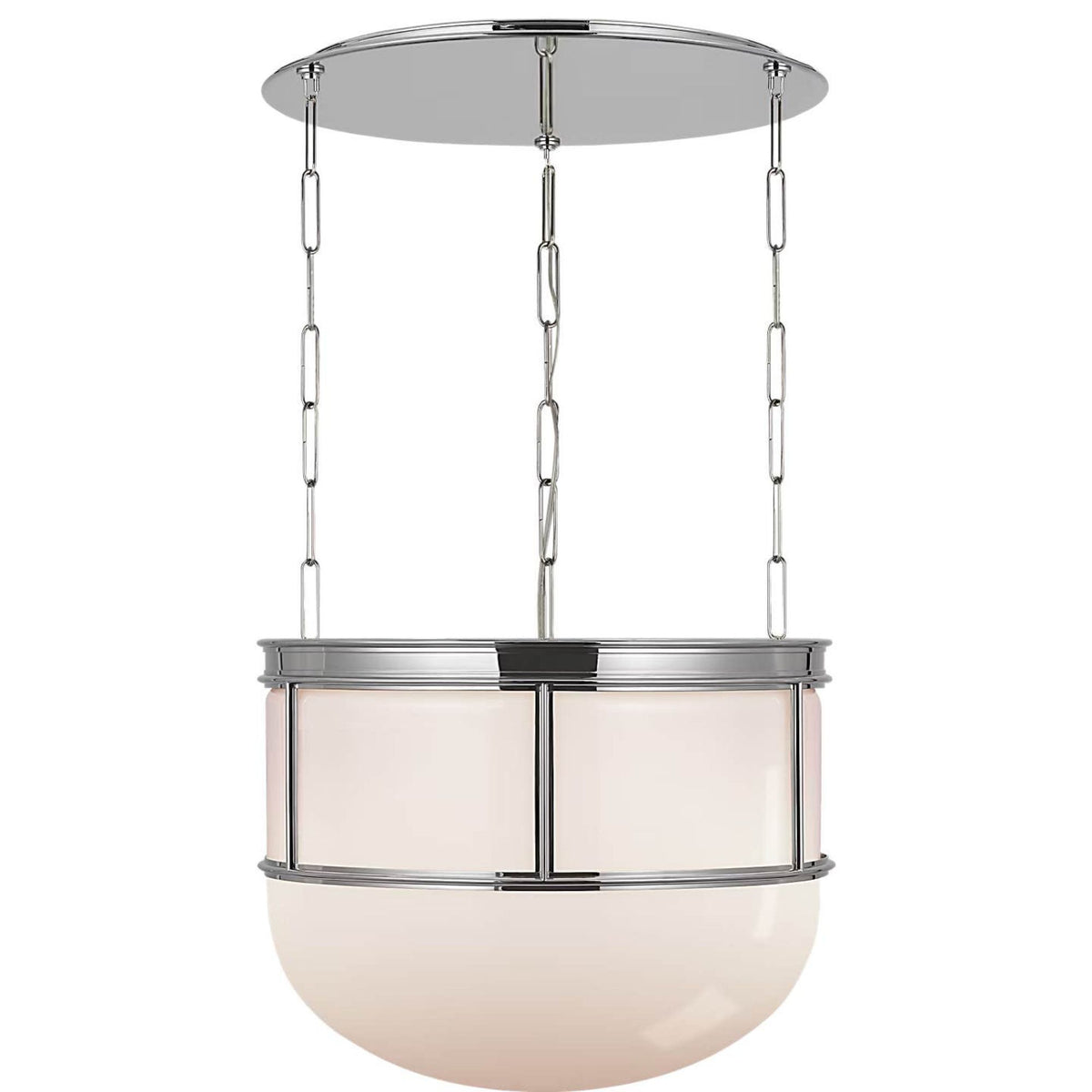 Chapman & Myers Martil 24" Lantern in Polished Nickel with White Glass W24" x H19"