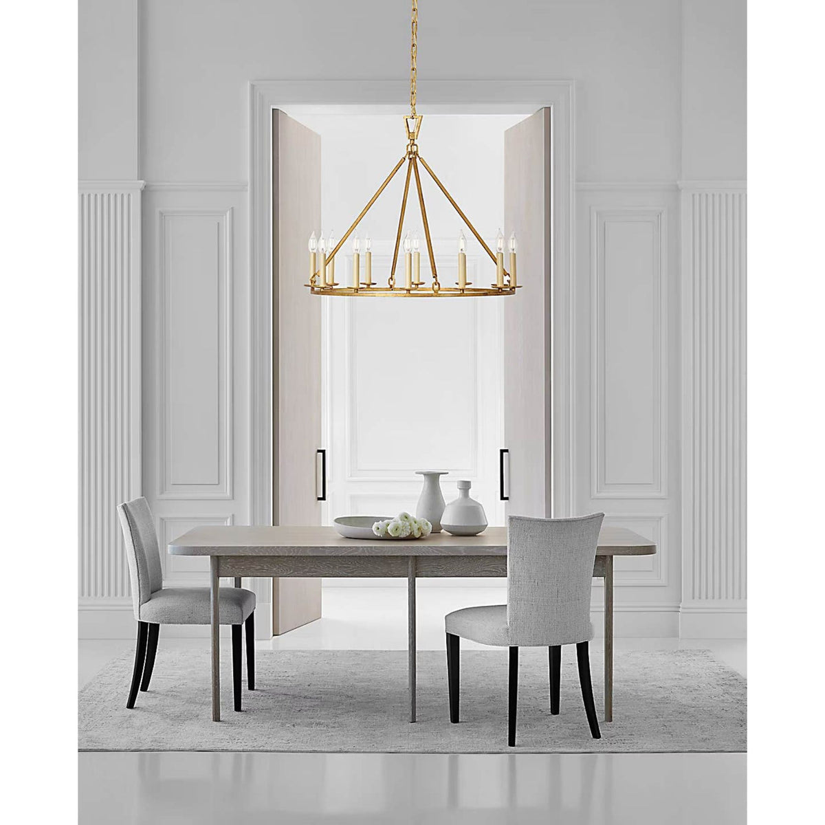 Chapman & Myers Darlana Medium Single Ring Chandelier in Gilded Iron W30" x H24.5"