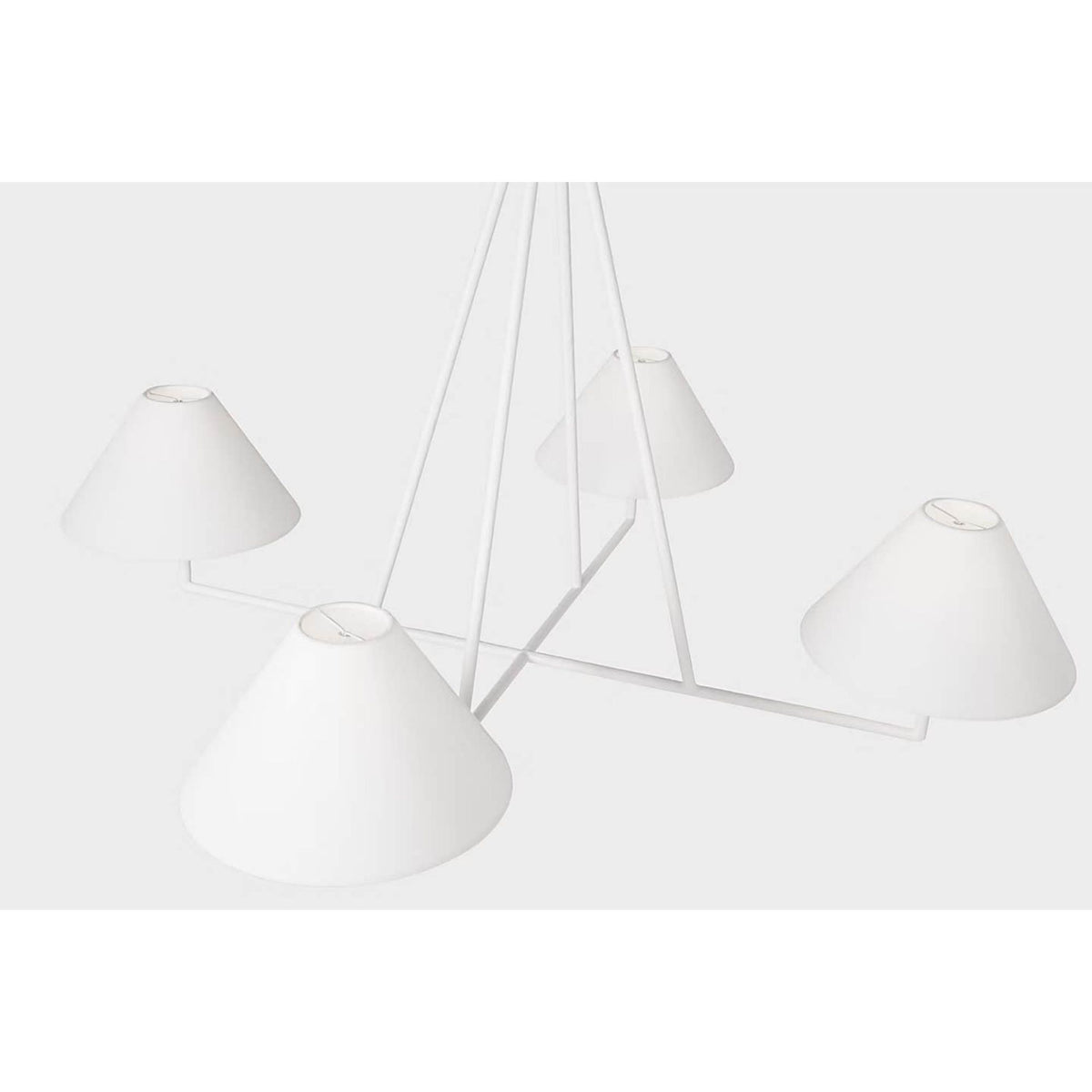 Chapman & Myers Ashton Extra Large Four Light Sculpted Chandelier in Plaster White with Linen Shades W44.5" x H25.5"