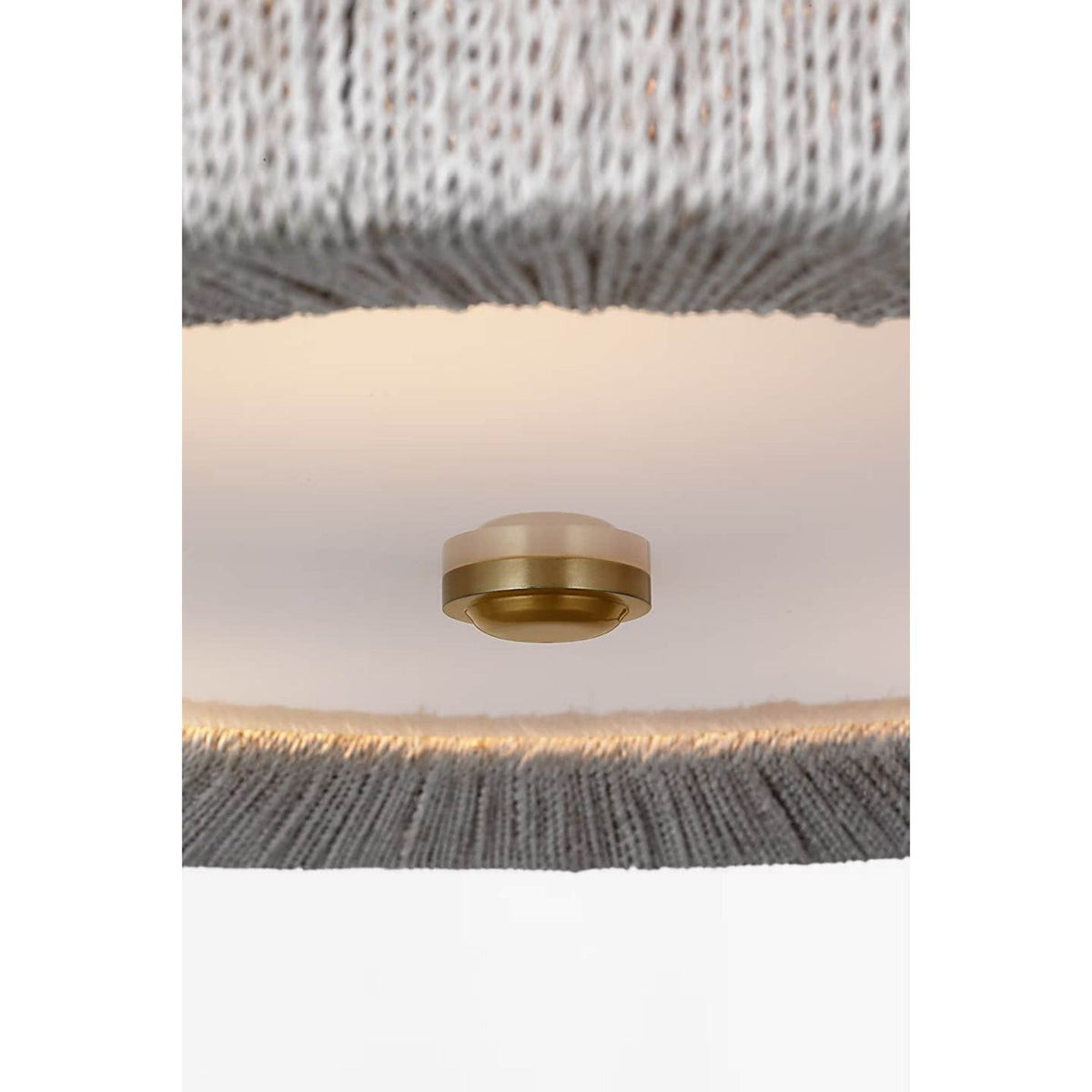 Chapman & Myers Dorado 24" Chandelier in Antique-Burnished Brass and Washed Abaca W24" x H13.25"