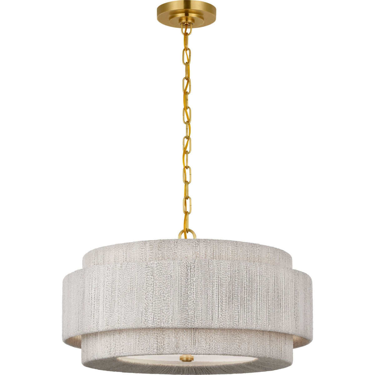 Chapman & Myers Dorado 24" Chandelier in Antique-Burnished Brass and Washed Abaca W24" x H13.25"