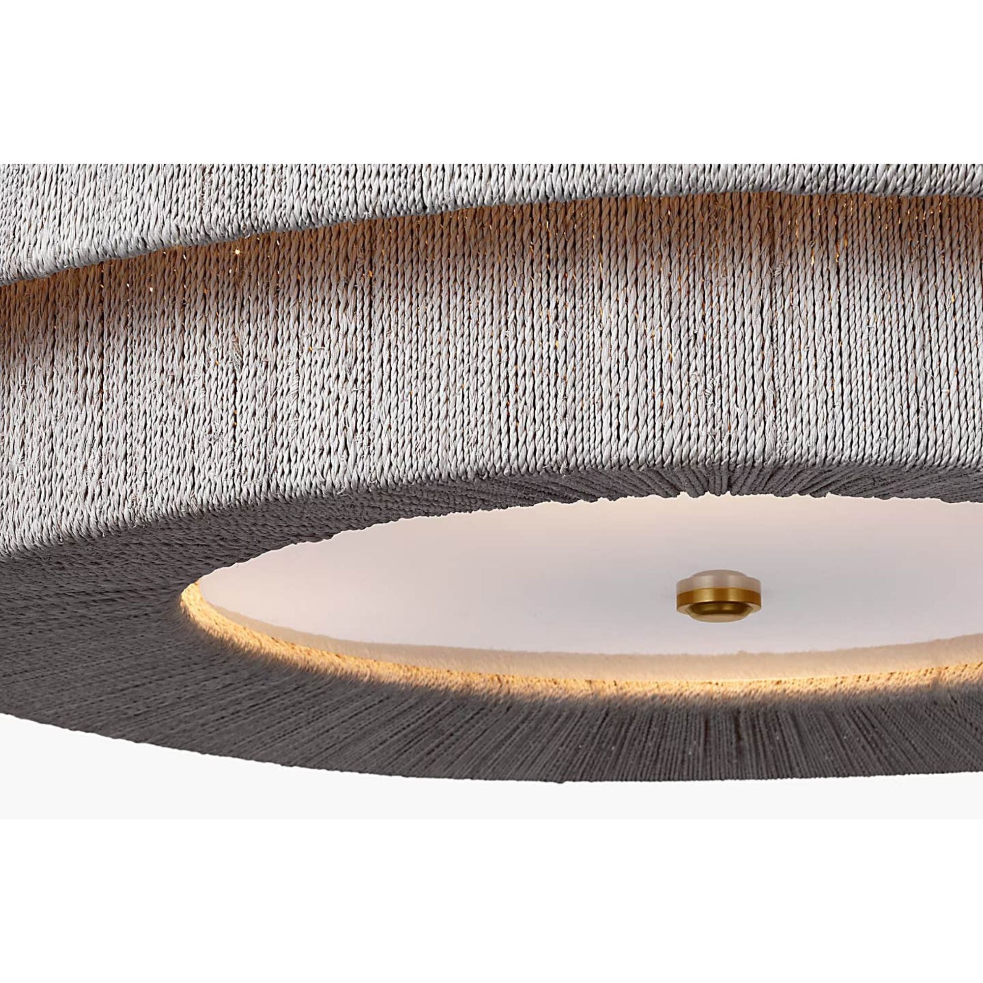 Chapman & Myers Dorado 32" Chandelier in Antique-Burnished Brass and Washed Abaca W32" x H16.25"
