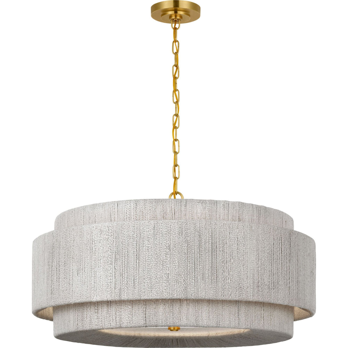 Chapman & Myers Dorado 32" Chandelier in Antique-Burnished Brass and Washed Abaca W32" x H16.25"