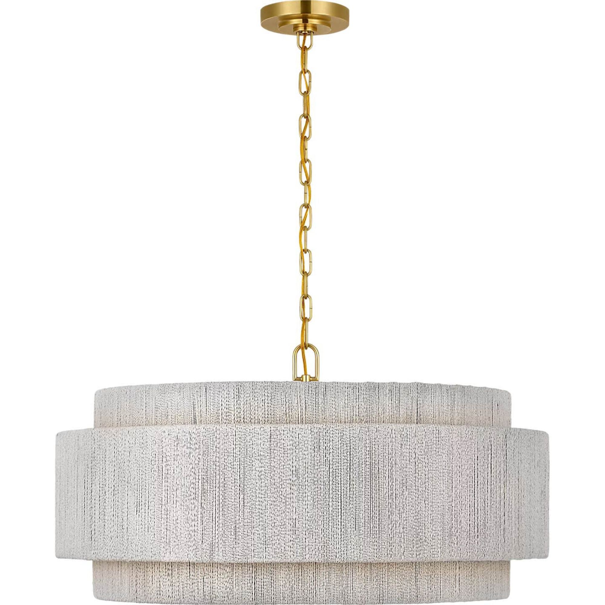 Chapman & Myers Dorado 32" Chandelier in Antique-Burnished Brass and Washed Abaca W32" x H16.25"