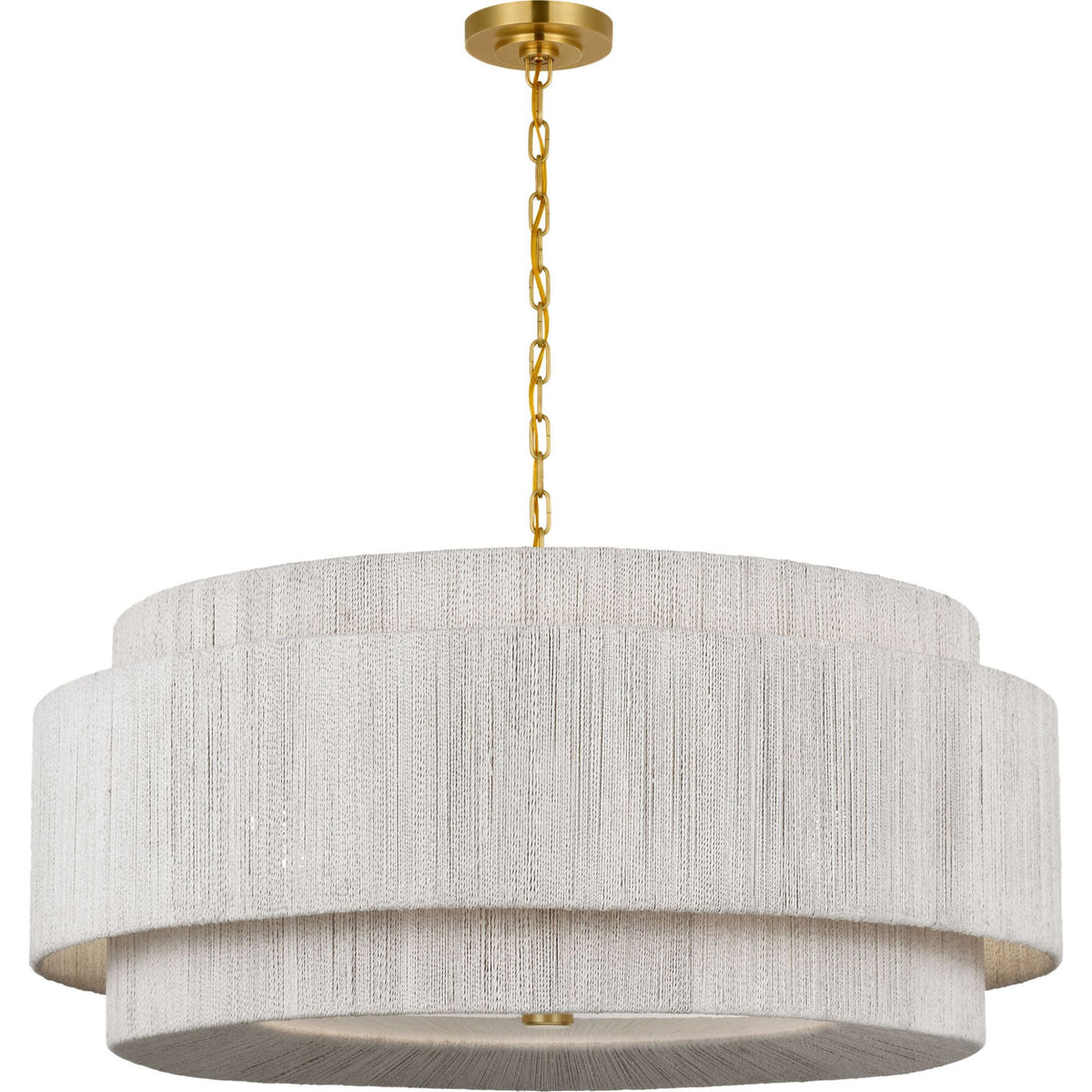 Chapman & Myers Dorado 40" Chandelier in Antique-Burnished Brass and Washed Abaca W40" x H19.75"