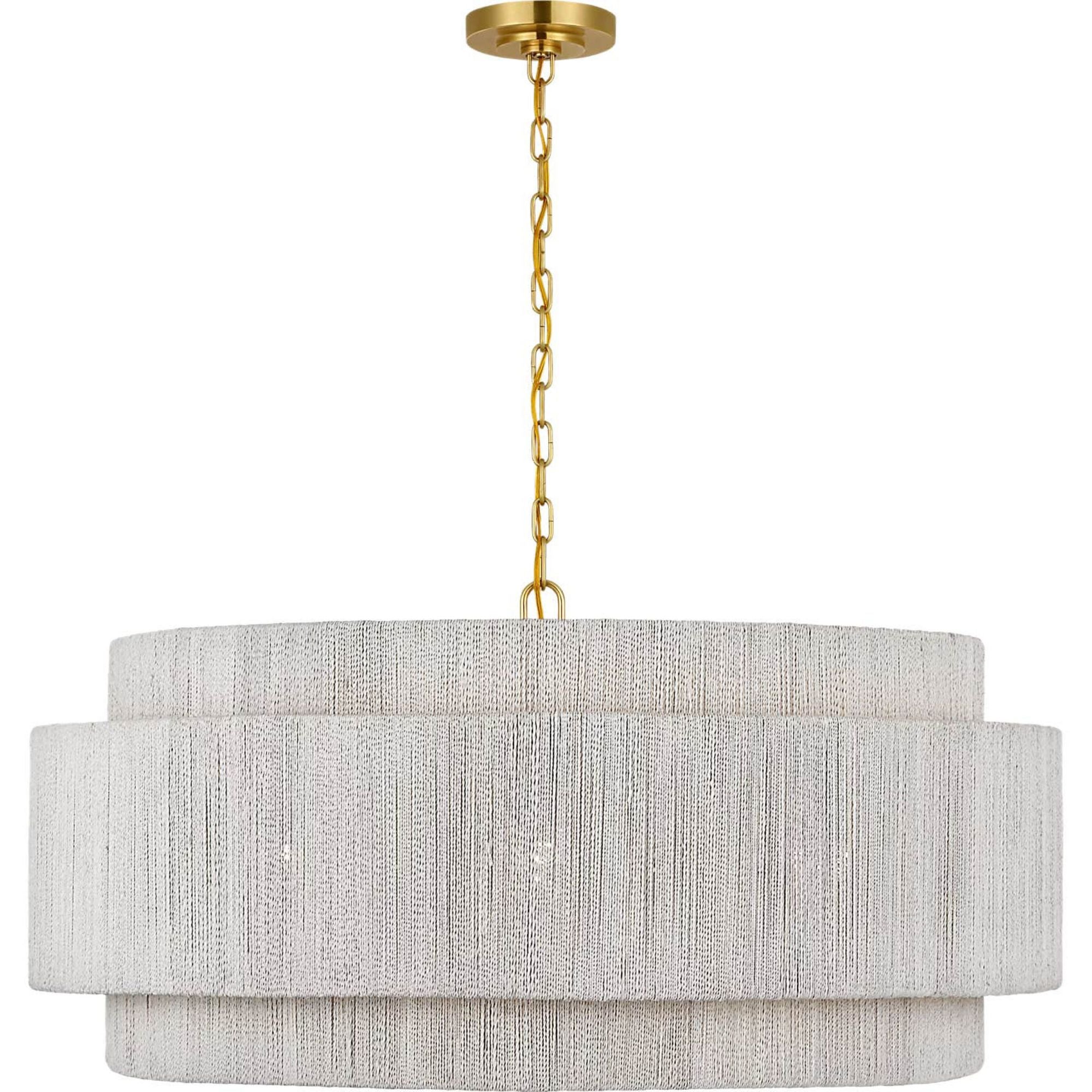 Chapman & Myers Dorado 40" Chandelier in Antique-Burnished Brass and Washed Abaca W40" x H19.75"