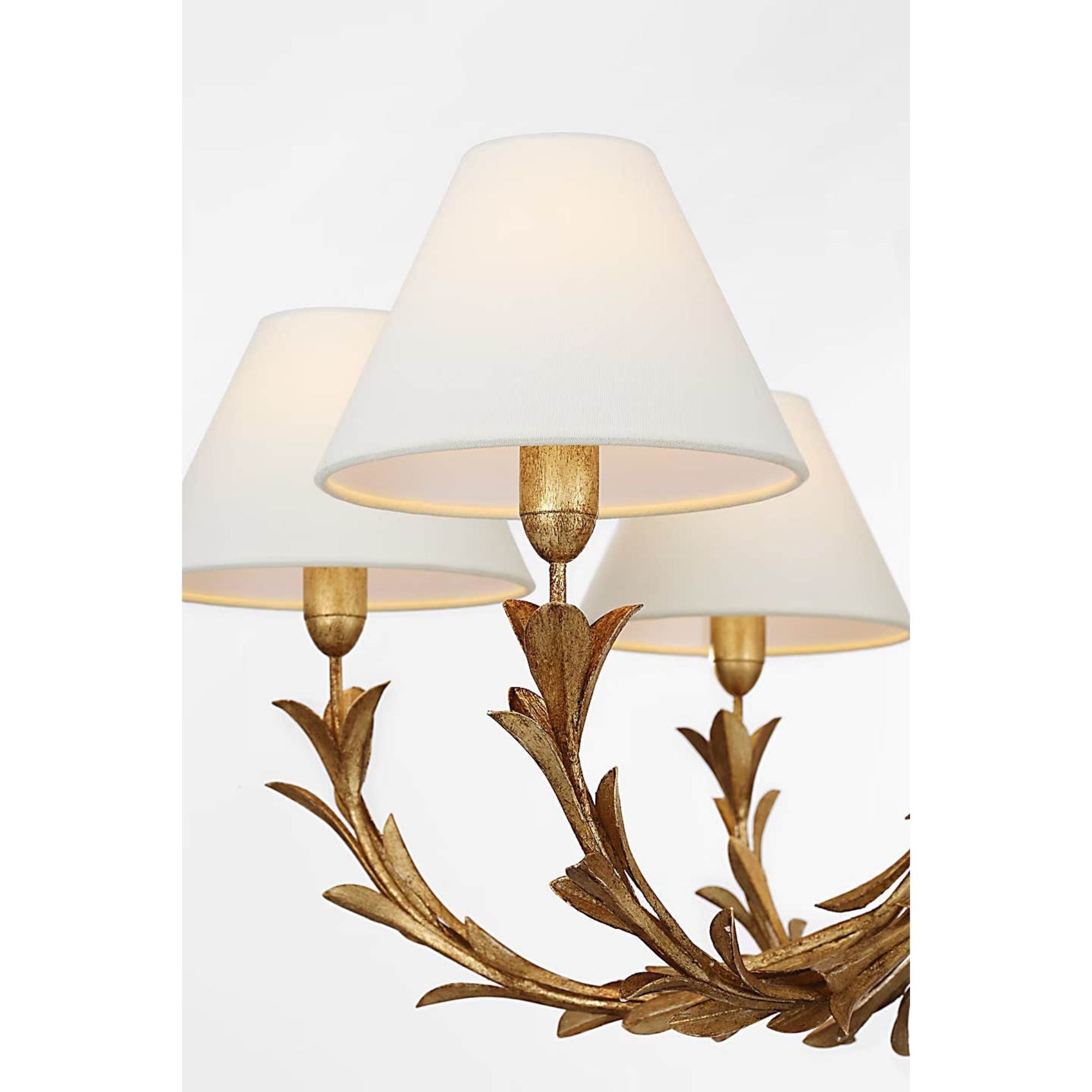 Chapman & Myers Provenz 32" 6 Light Chandelier in French Gild with Linen Shades W32" x H17.25"
