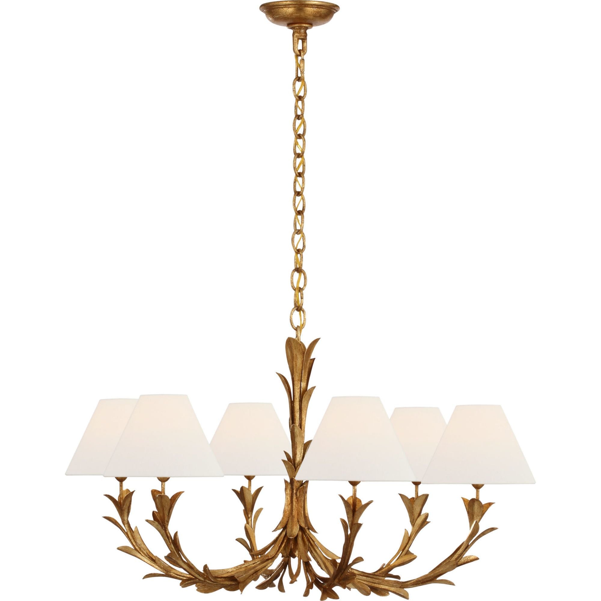 Chapman & Myers Provenz 32" 6 Light Chandelier in French Gild with Linen Shades W32" x H17.25"