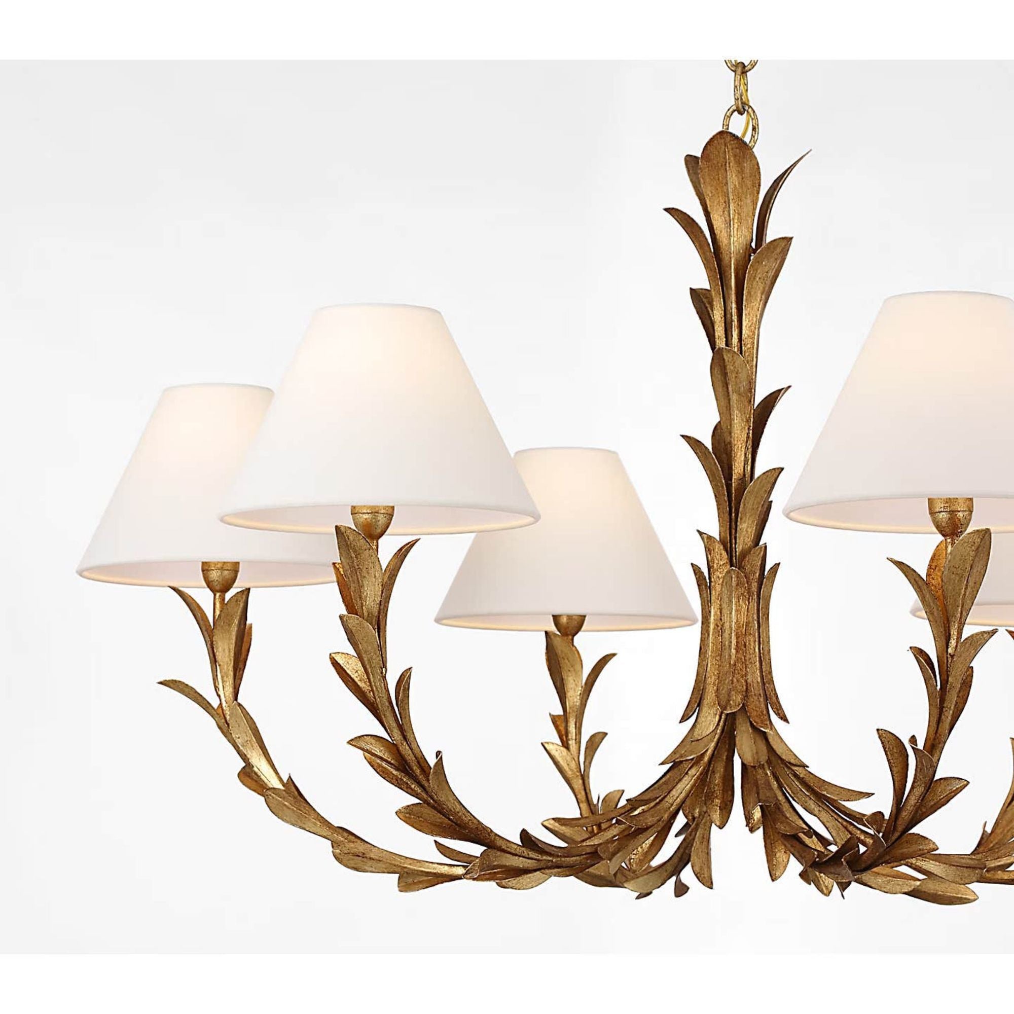 Chapman & Myers Provenz 42" 6 Light Chandelier in French Gild with Linen Shades W42" x H23.75"