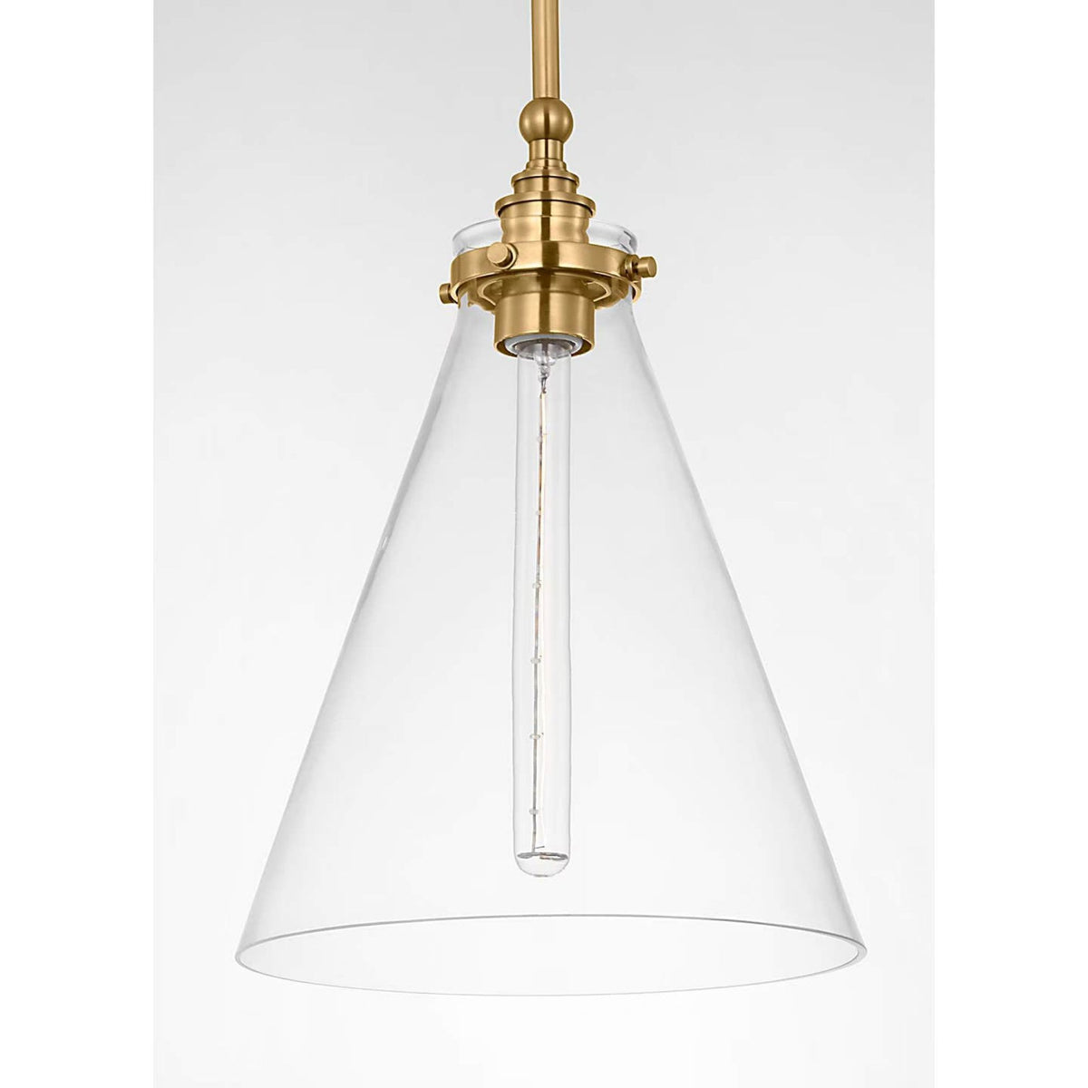 Chapman & Myers Parkington 11" Conical Pendant in Antique-Burnished Brass with Clear Glass W11"