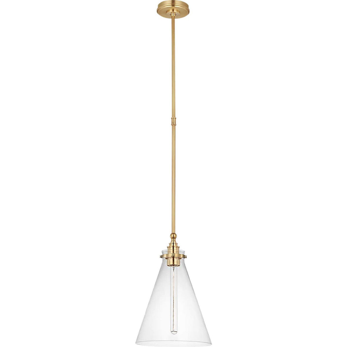 Chapman & Myers Parkington 11" Conical Pendant in Antique-Burnished Brass with Clear Glass W11"
