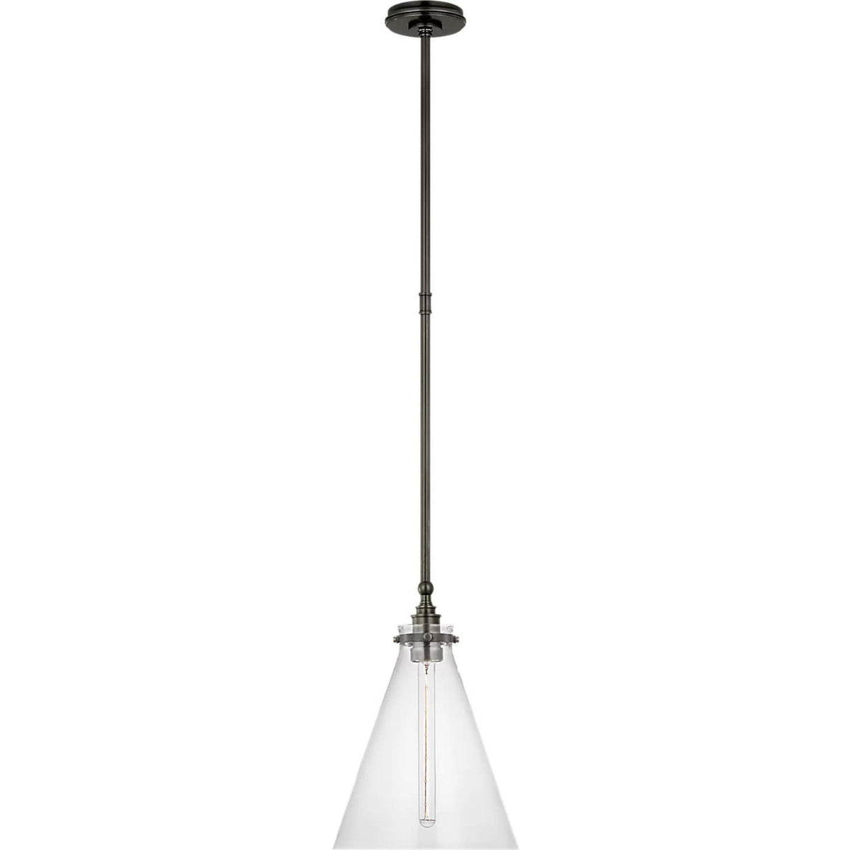 Chapman & Myers Parkington 11" Conical Pendant in Bronze with Clear Glass W11"