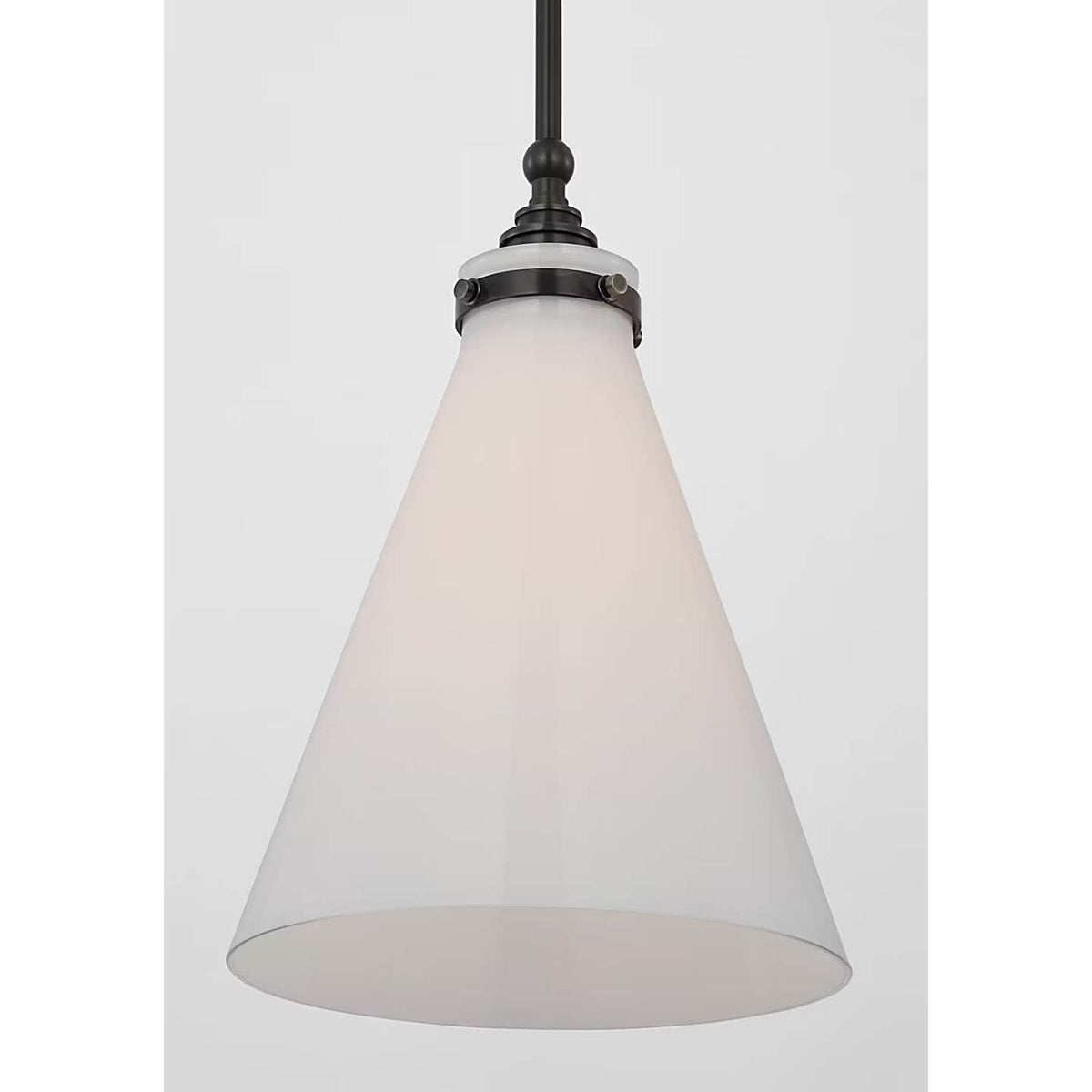 Chapman & Myers Parkington 11" Conical Pendant in Bronze with White Glass W11"
