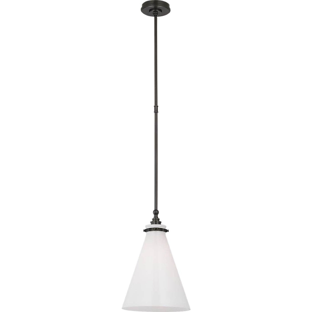 Chapman & Myers Parkington 11" Conical Pendant in Bronze with White Glass W11"