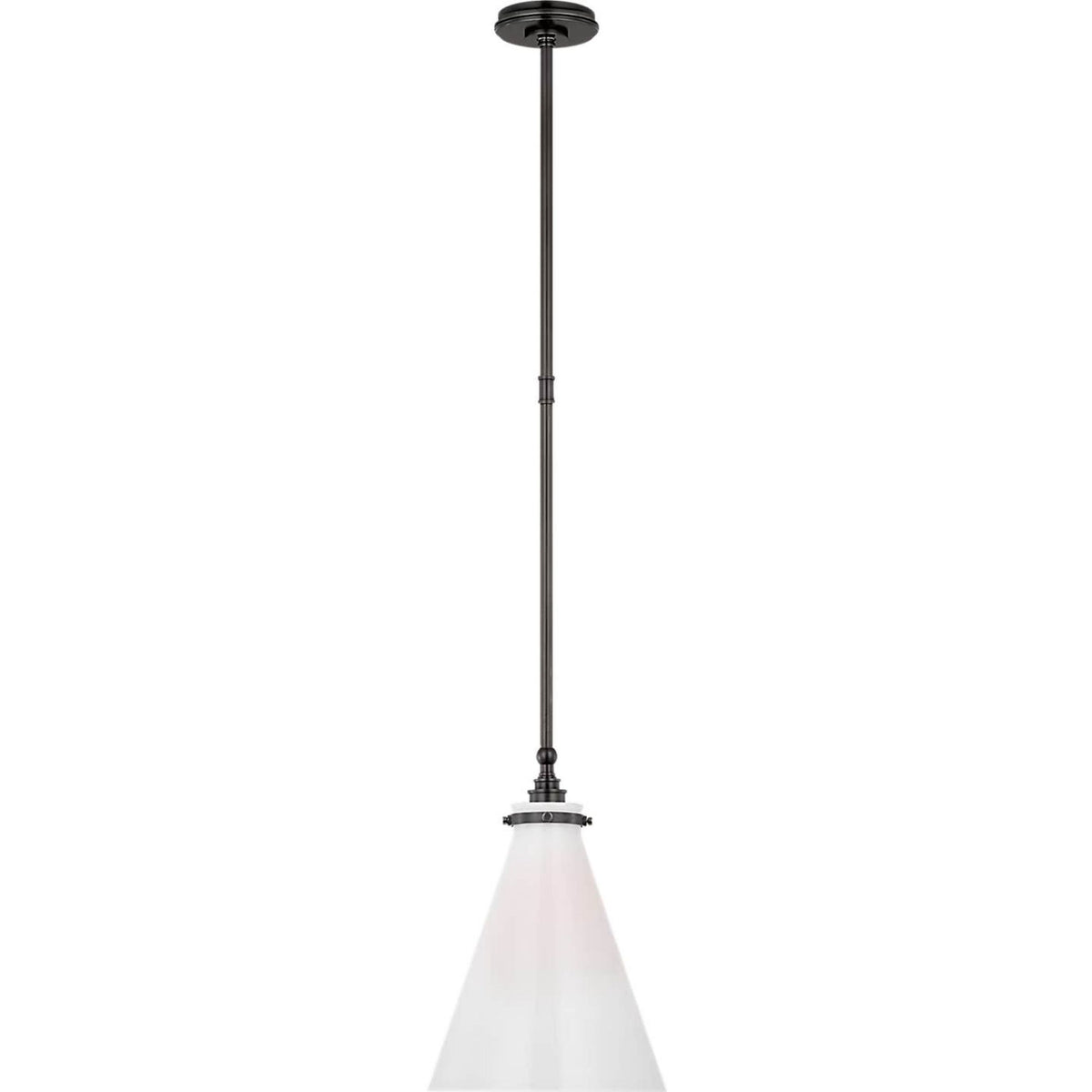 Chapman & Myers Parkington 11" Conical Pendant in Bronze with White Glass W11"