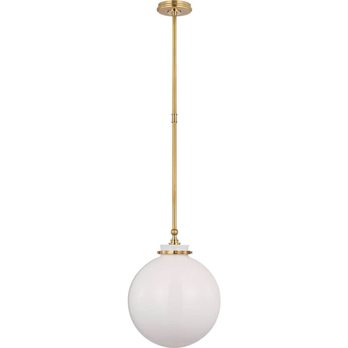 Chapman & Myers Parkington 14" Globe Pendant in Antique-Burnished Brass with White Glass W14"