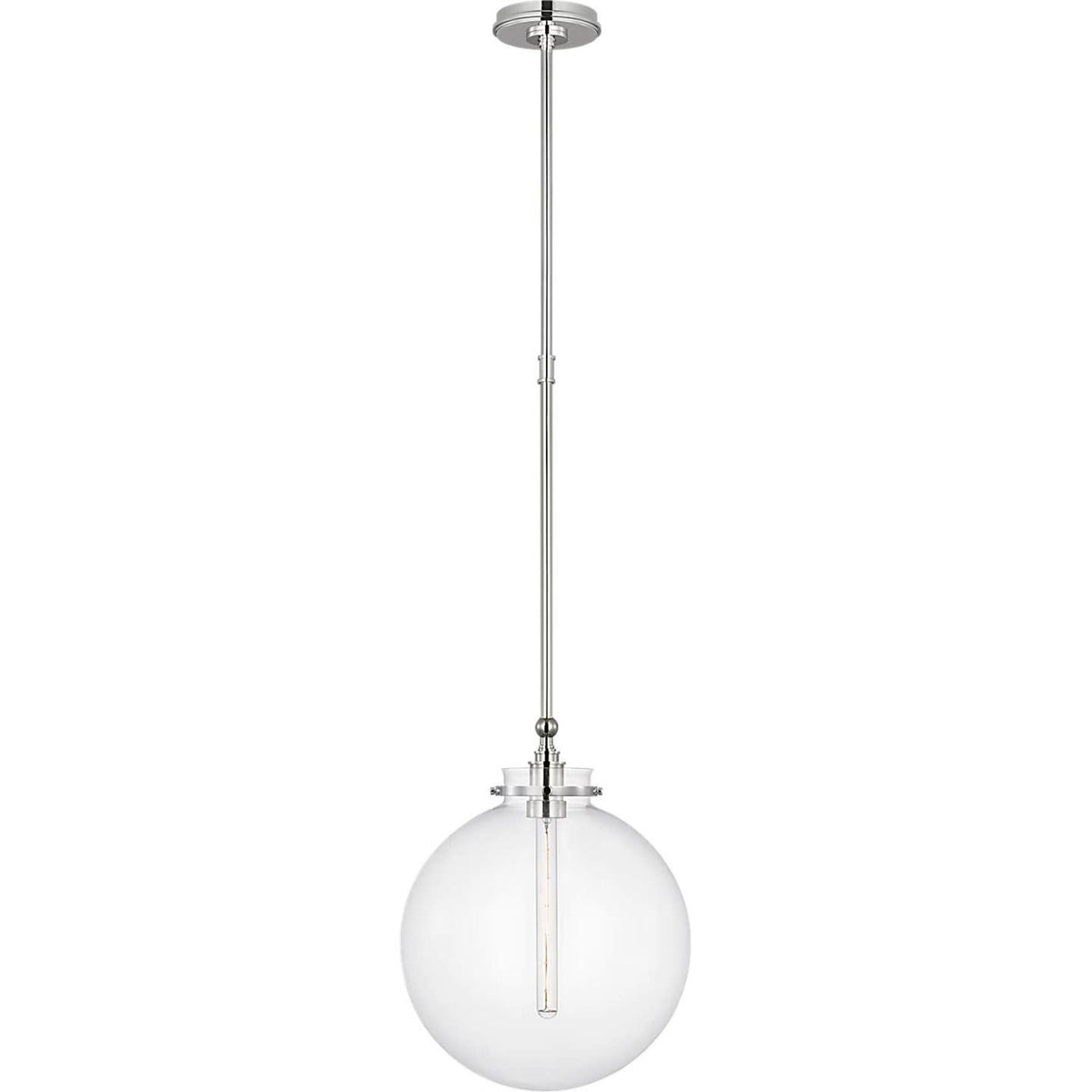 Chapman & Myers Parkington 14" Globe Pendant in Polished Nickel with Clear Glass W14"
