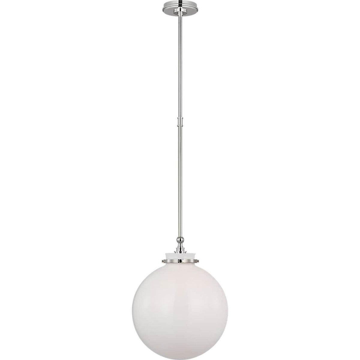 Chapman & Myers Parkington 14" Globe Pendant in Polished Nickel with White Glass W14"